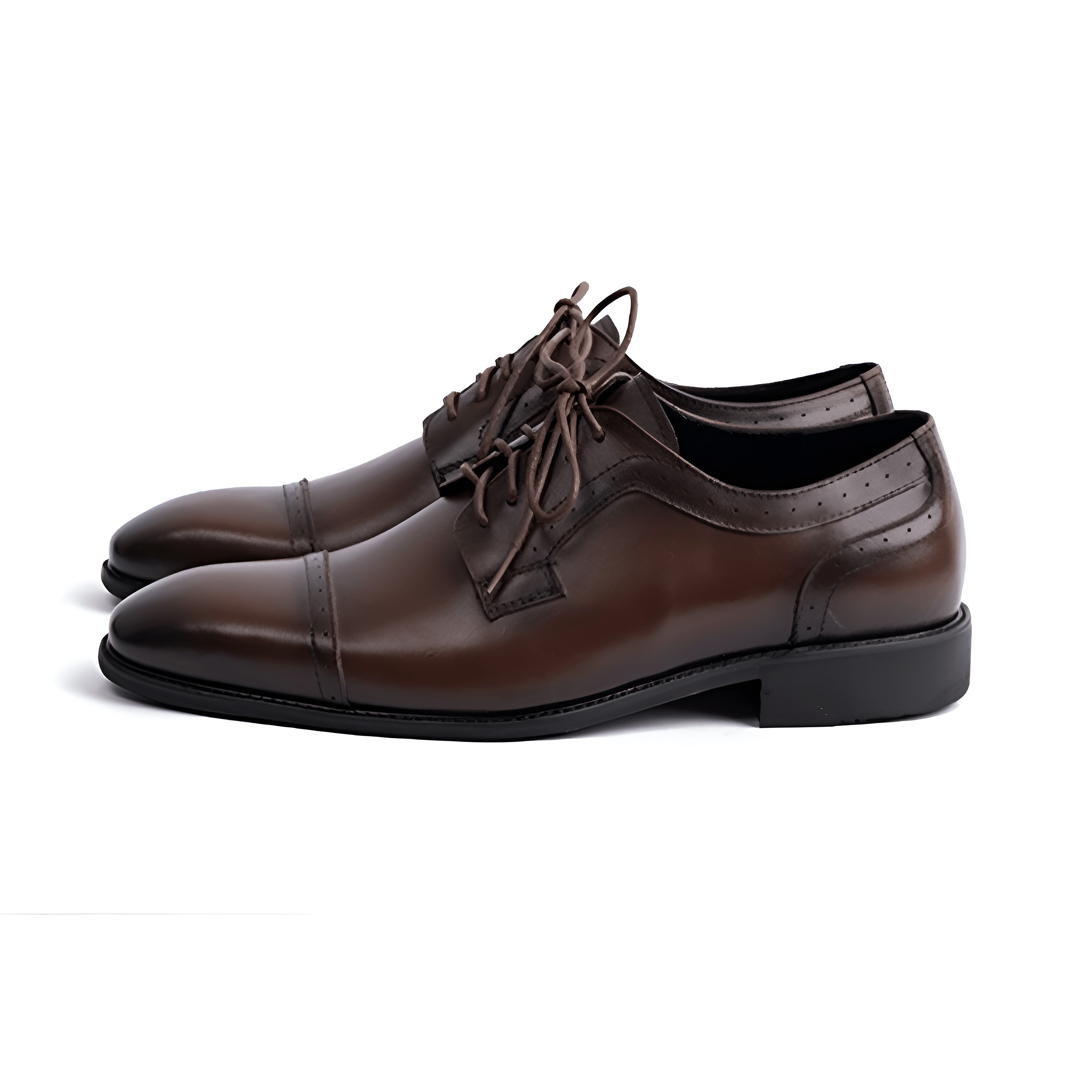 GIÀY BROGUE DERBY DA BÒ MÀU NÂU ĐẾ CAO SU DF09