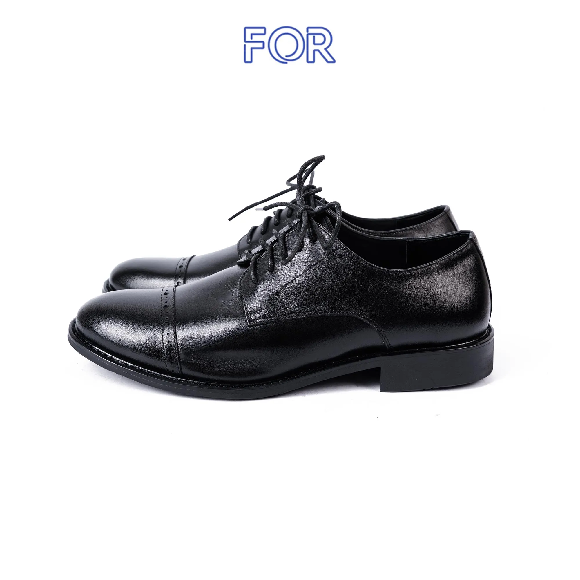 GIÀY BROGUE DERBY DA BÒ  MÀU ĐEN DF29