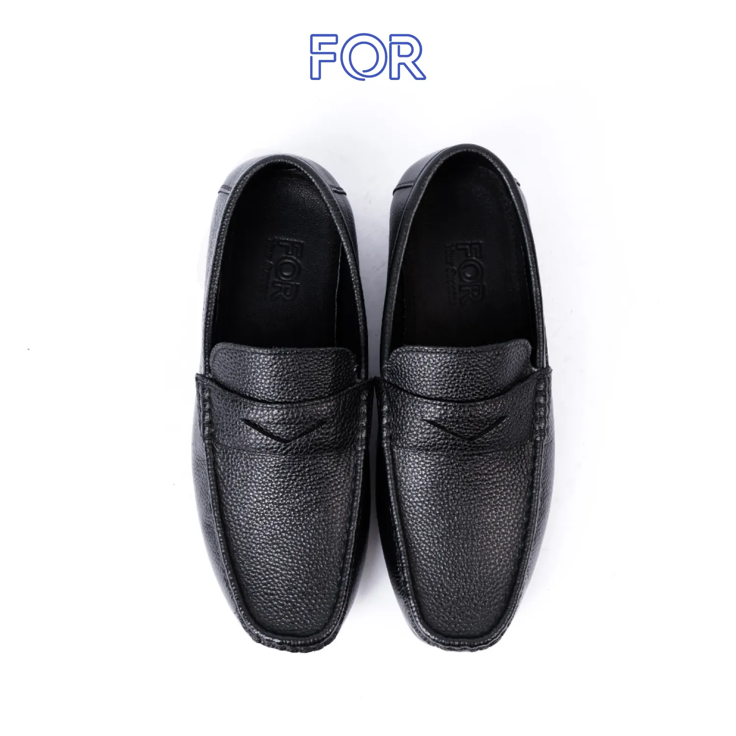 GIÀY MOCCASIN DA BÒ HẠT MÀU ĐEN MF14