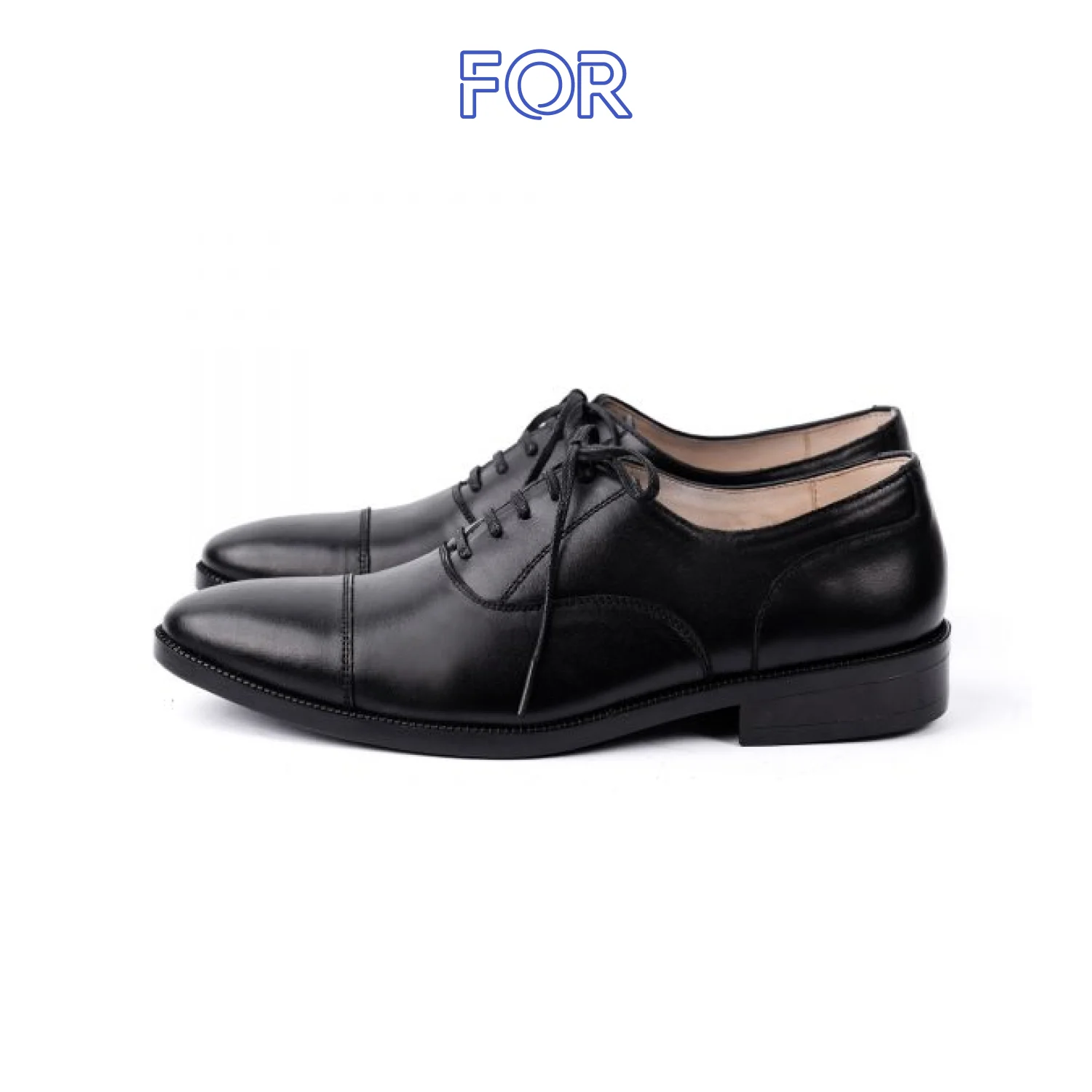 GIÀY CAPTOE OXFORD DA BÒ MÀU ĐEN ĐẾ CAO SU CTF07