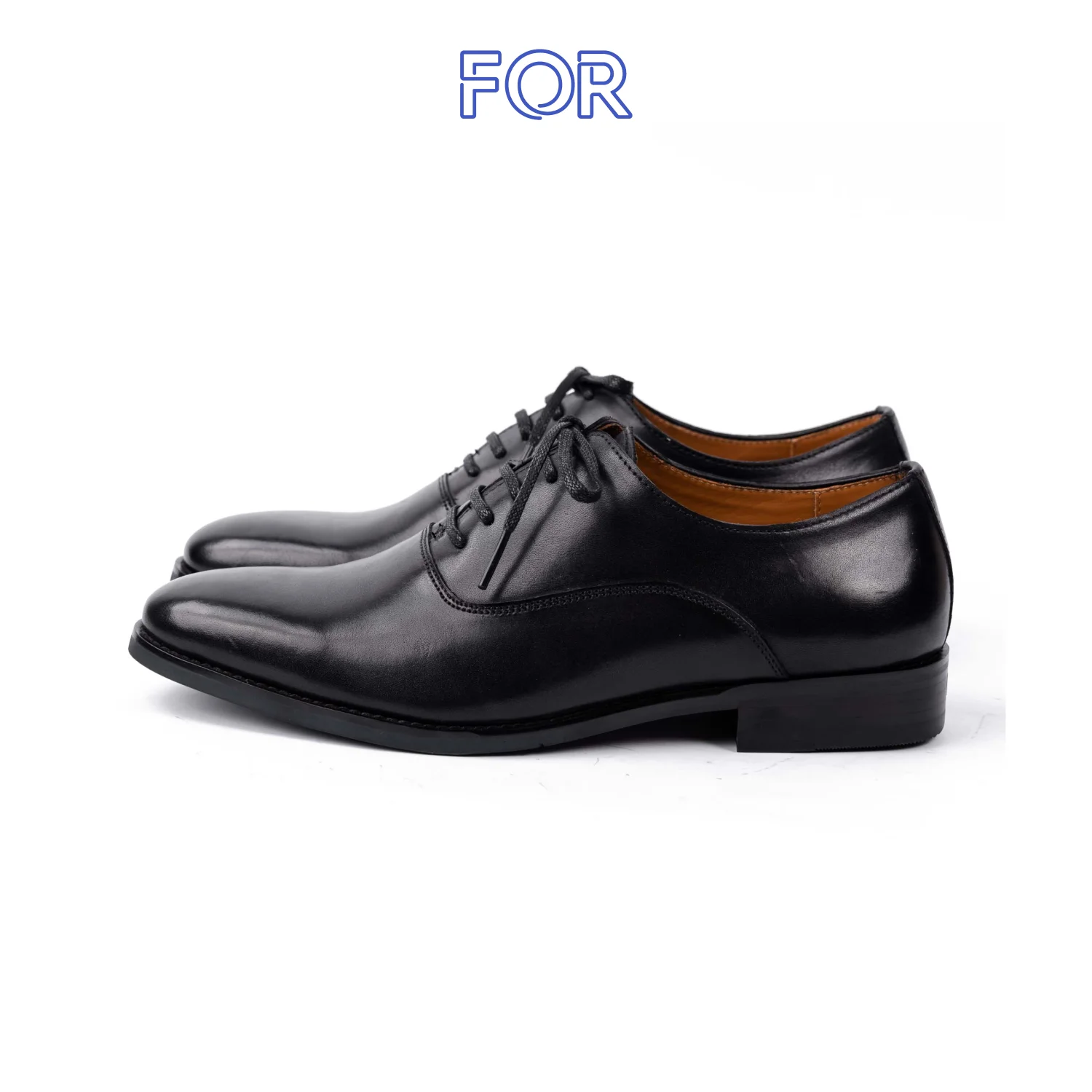 GIÀY PLAIN-TOE OXFORD DA BÒ PATINA MÀU ĐEN OF06