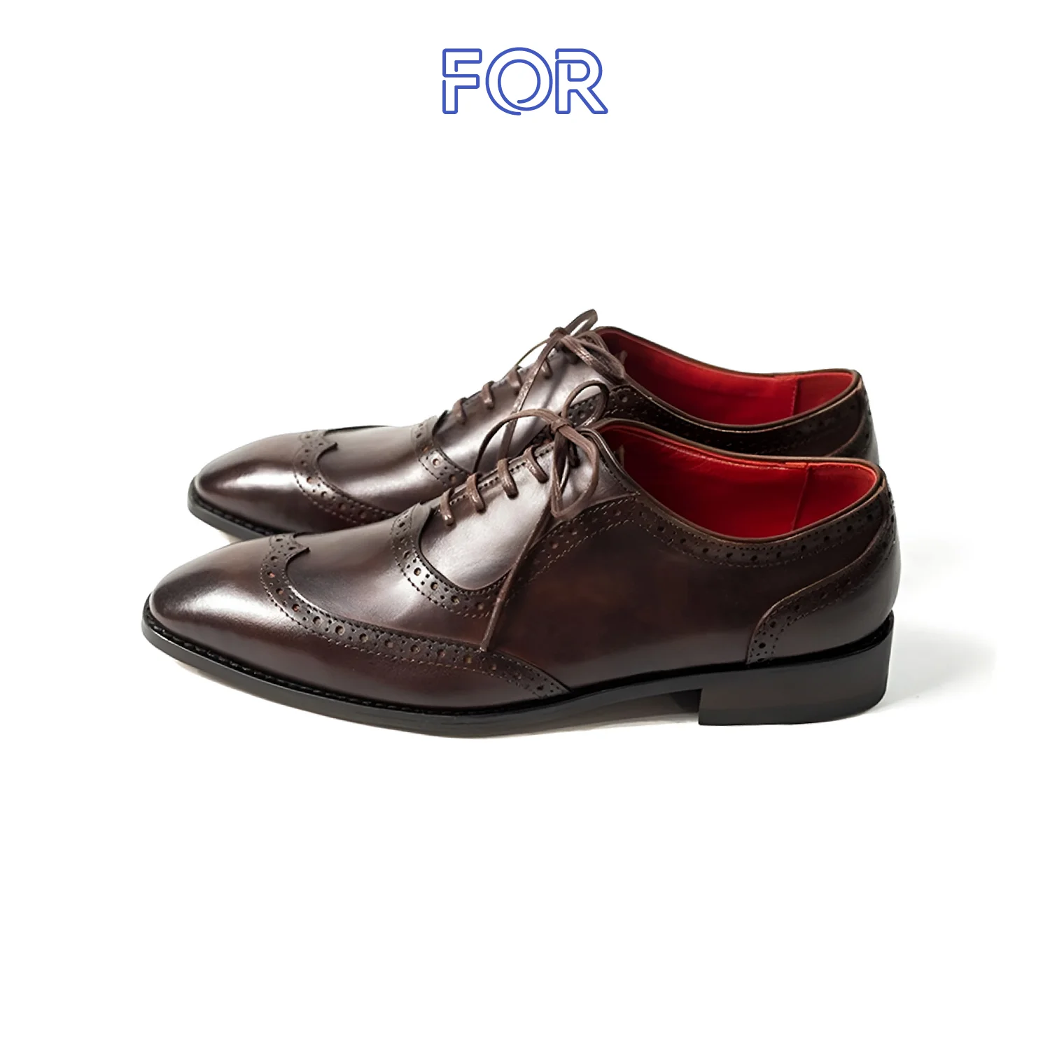 GIÀY WINGTIP OXFORD MÀU PATINA CHOCALATE DA BÒ Ý ROF05