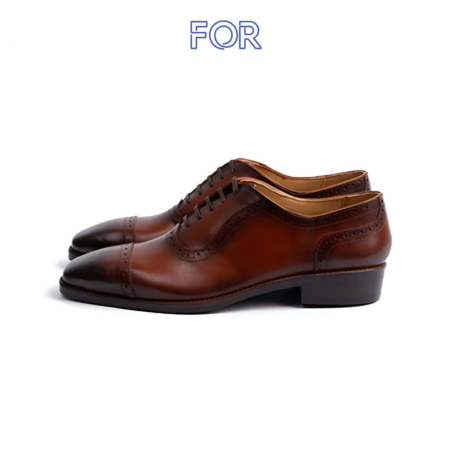 GIÀY CAPTOE OXFORD DA BÒ Ý ĐẾ DA MÀU NÂU PATINA ZOF01