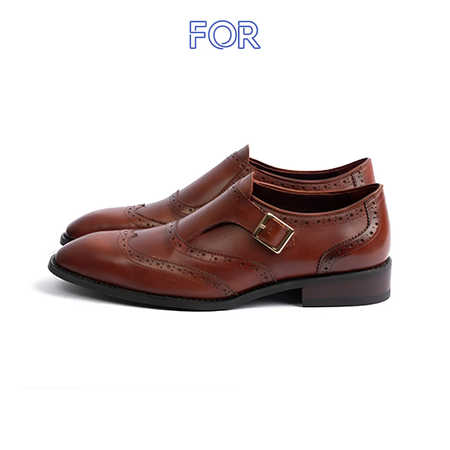 GIÀY SINGLE MONK STRAP DA BÒ Ý MÀU NÂU ĐỎ PATINA RMSF01