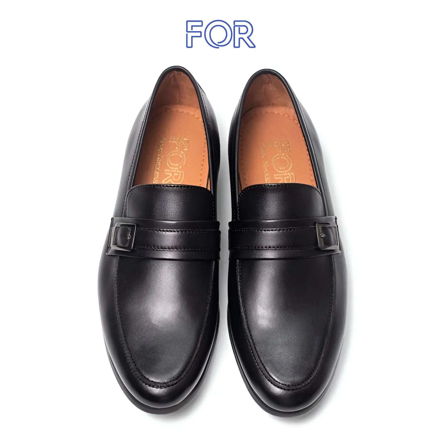 GIÀY SINGLE BUCKLE LOAFER DA BÒ MÀU  ĐEN MLF01