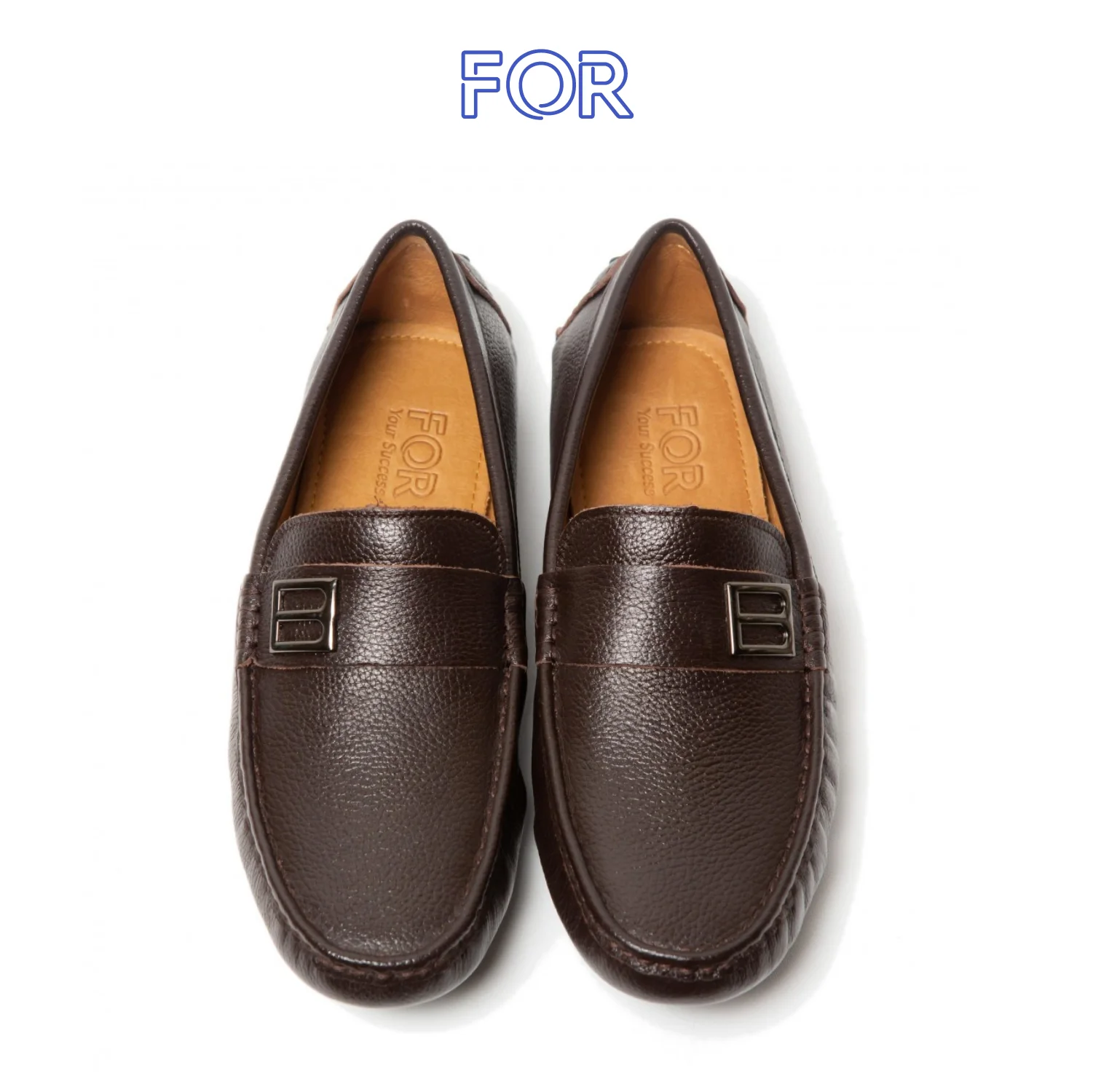 GIÀY LƯỜI MOCCASIN DA BÒ MILL HẠT  MÀU NÂU MF27