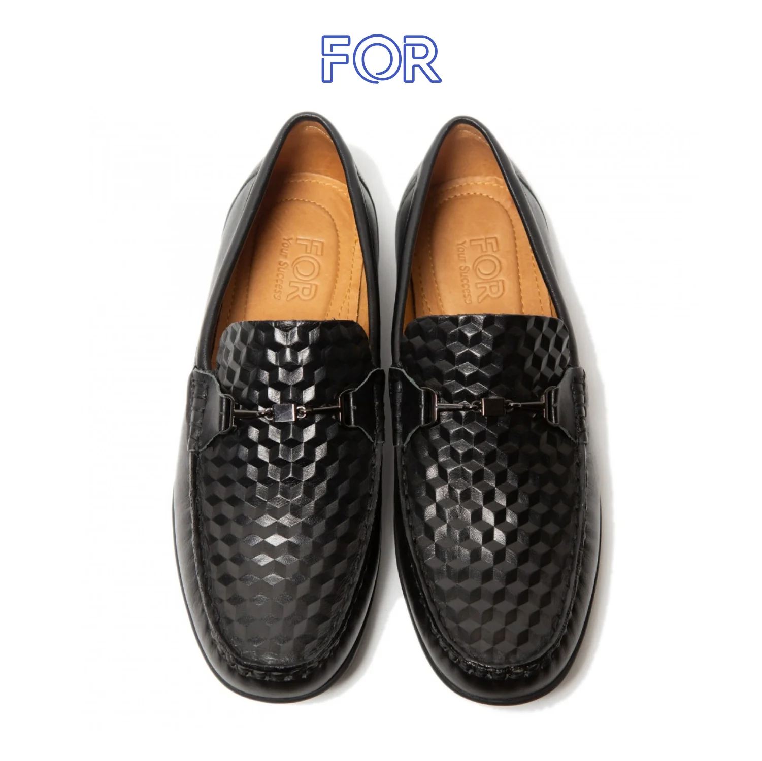GIÀY LƯỜI MOCCASIN DA BÒ VÂN 3D MÀU  ĐEN MF38