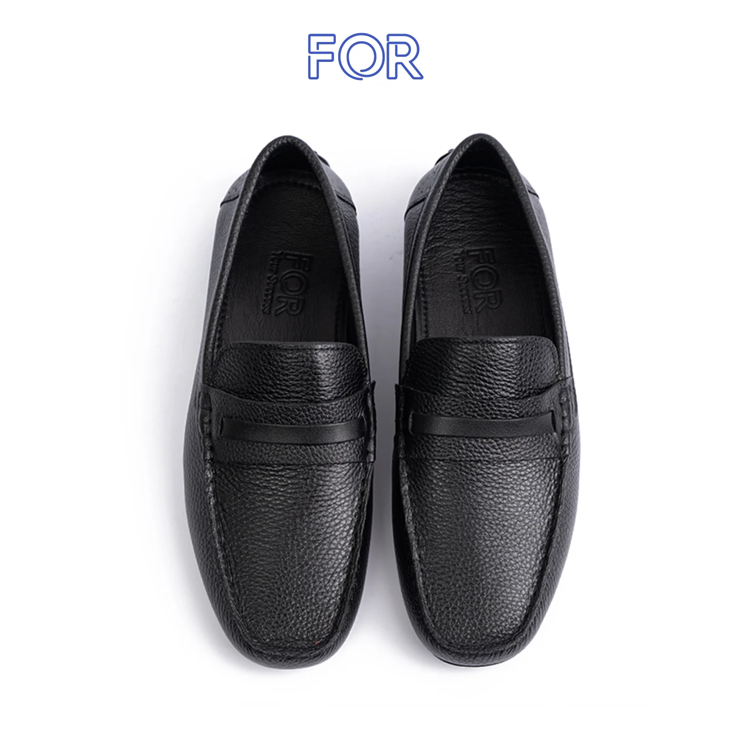 GIÀY MOCCASIN DA HẠT MÀU ĐEN MF46