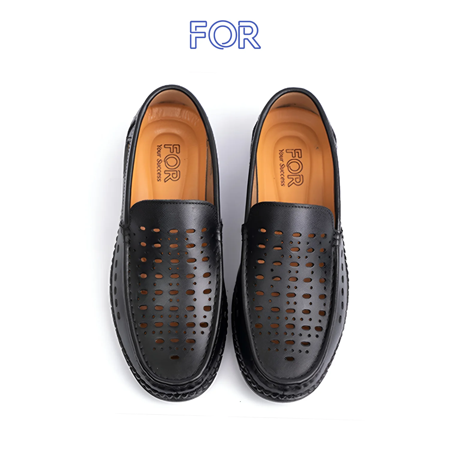 GIÀY LƯỜI MOCCASIN DA BÒ LỖ THOÁNG MÀU  ĐEN MF48