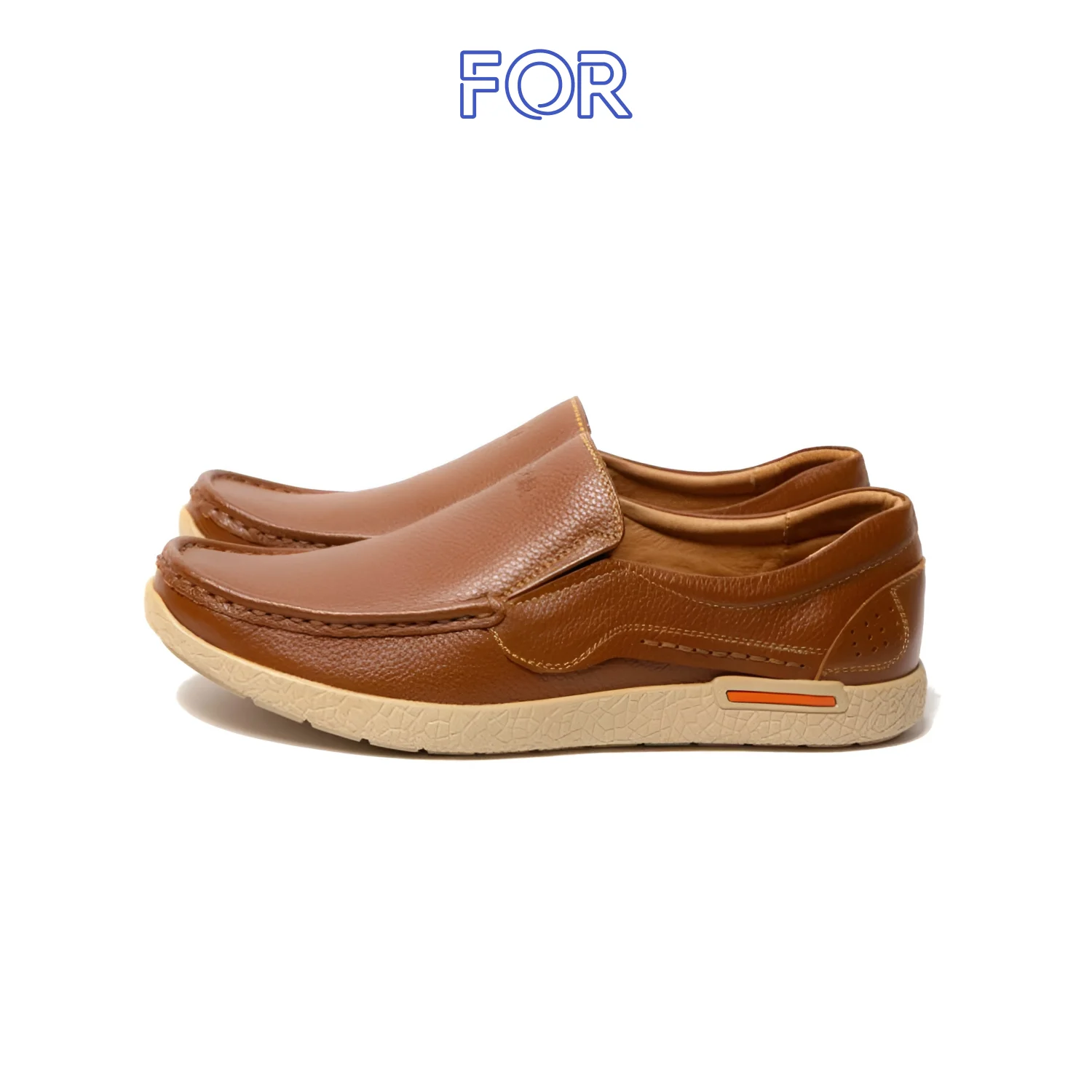 GIÀY SLIP-ON DA BÒ MÀU NÂU ĐẾ NÂU F07