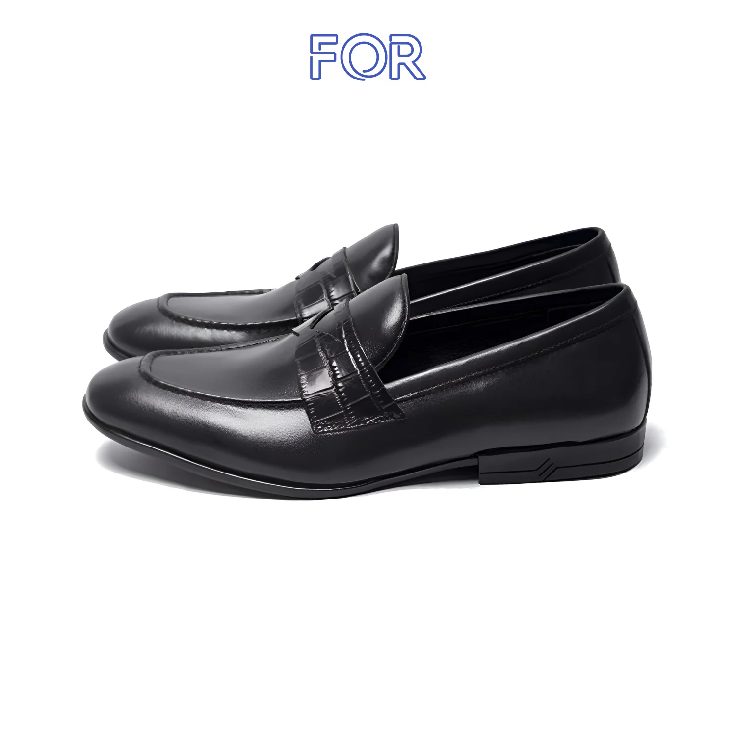 GIÀY PENNY LOAFER ĐAI VÂN MÀU ĐEN ĐẾ SIÊU NHẸ PLF26