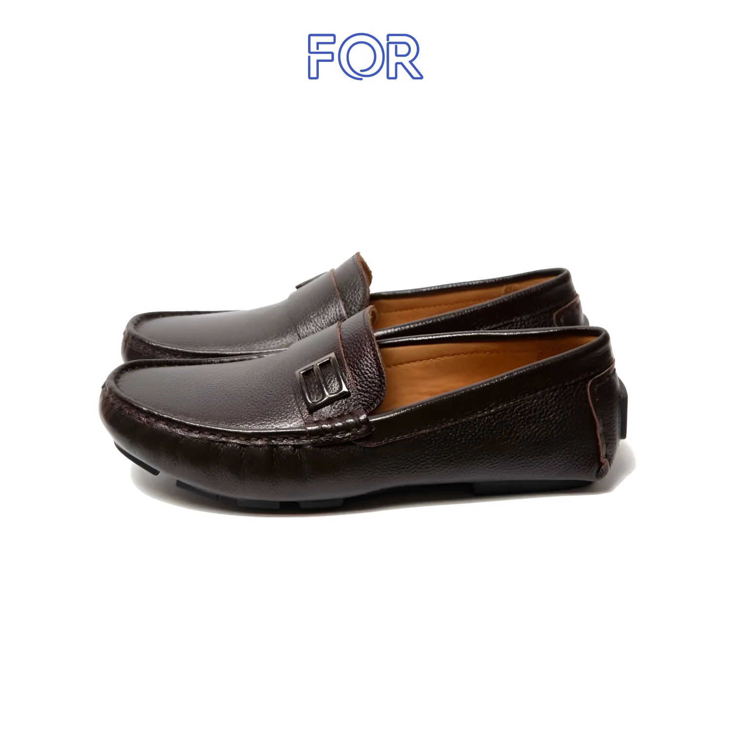 GIÀY LƯỜI MOCCASIN DA BÒ MILL HẠT  MÀU NÂU MF27
