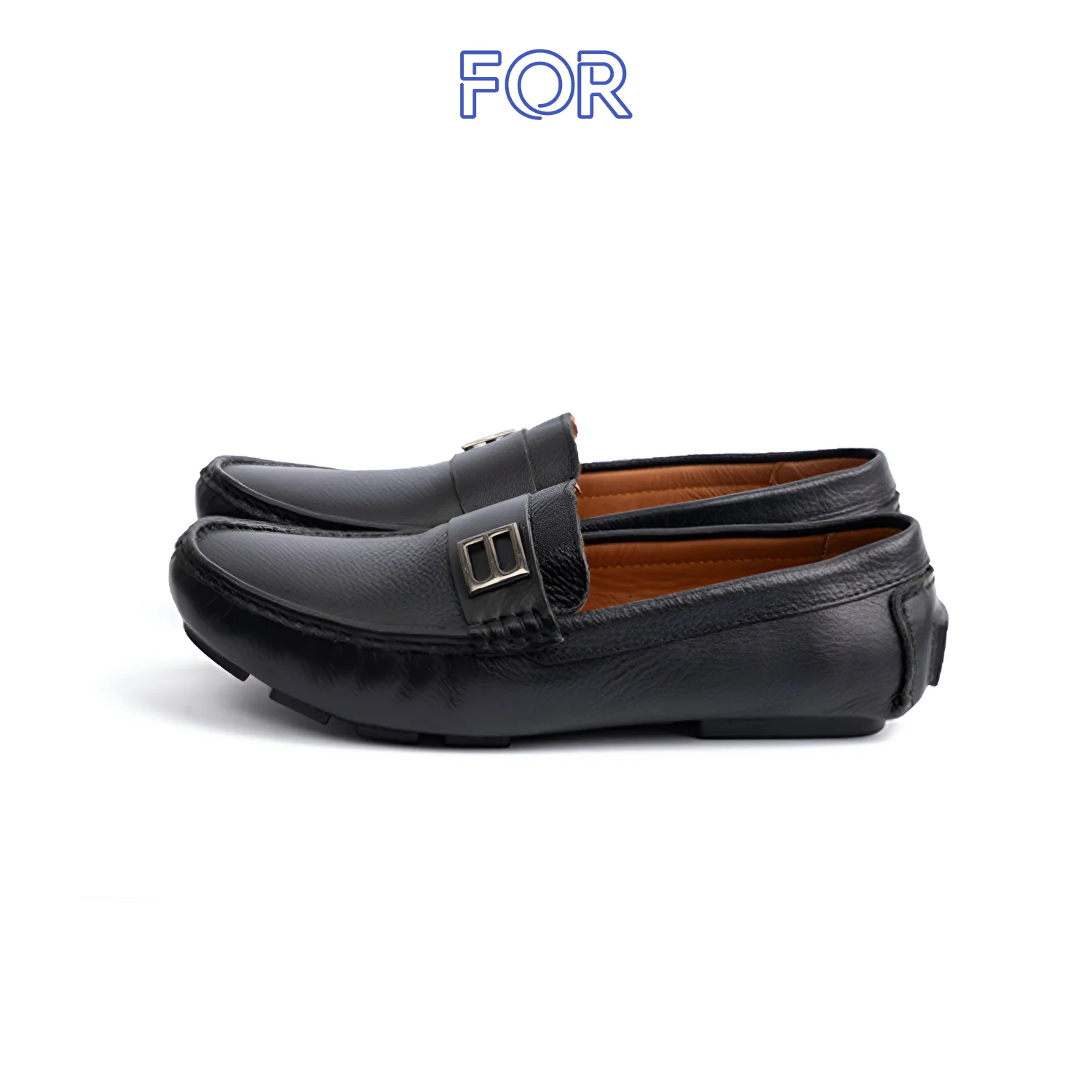 GIÀY LƯỜI MOCCASIN DA MILL HẠT MÀU ĐEN MF52