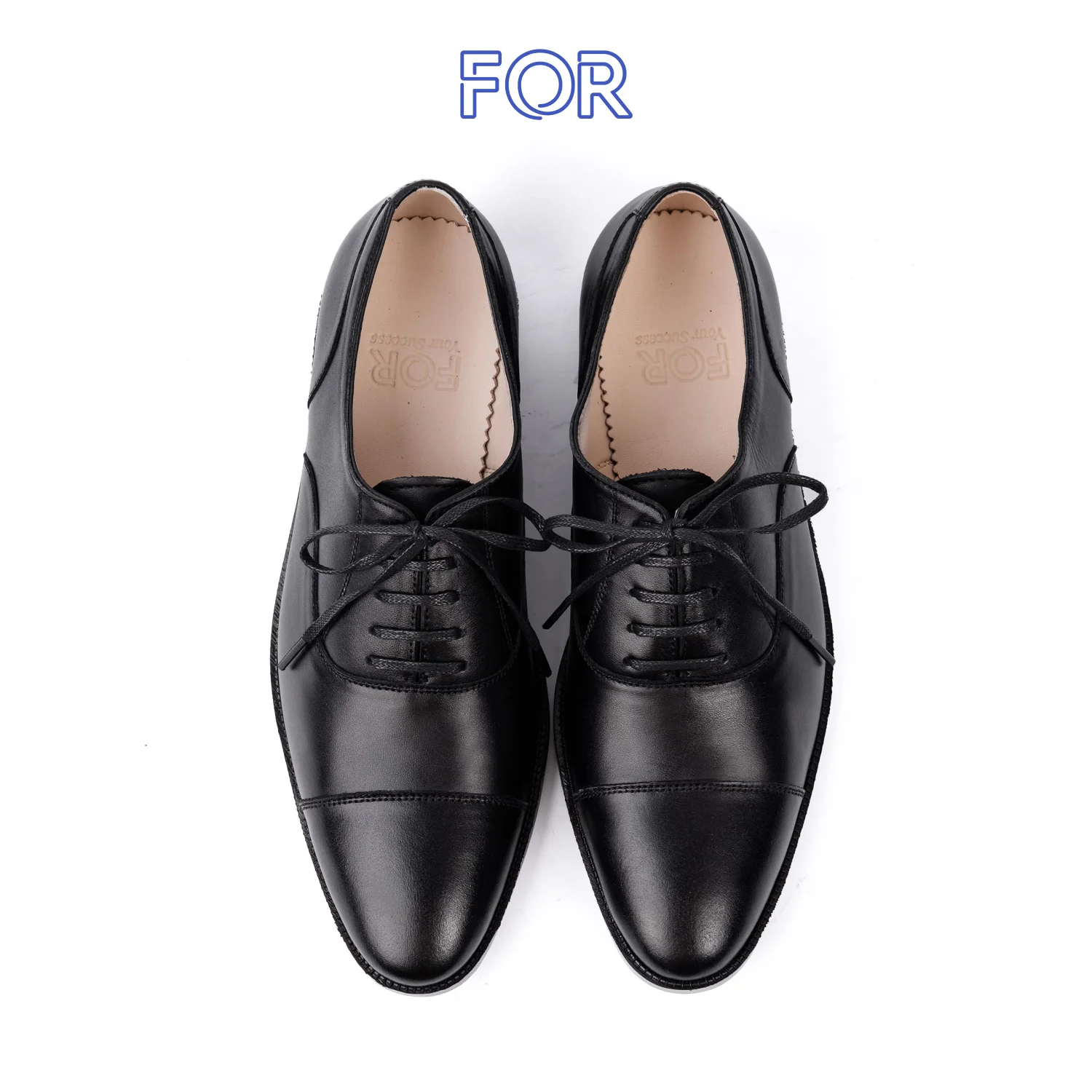 GIÀY CAPTOE OXFORD DA BÒ MÀU ĐEN ĐẾ CAO SU CTF07