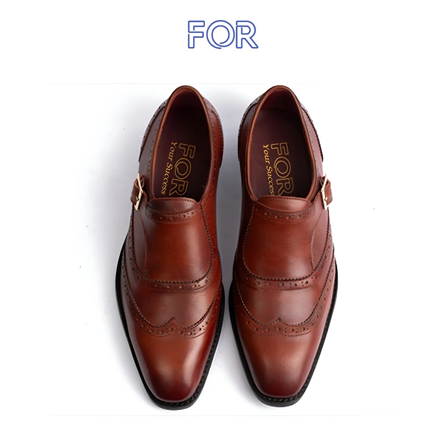 GIÀY SINGLE MONK STRAP DA BÒ Ý MÀU NÂU ĐỎ PATINA RMSF01