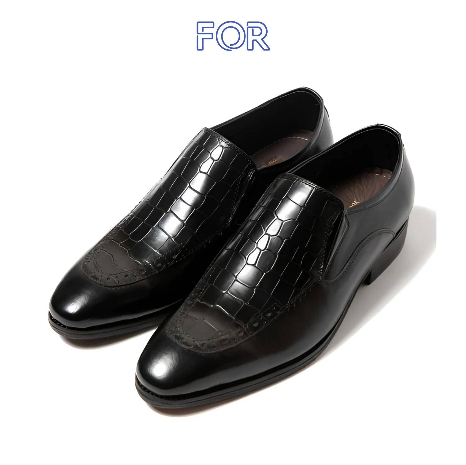GIÀY LƯỜI LOAFERS PHỐI DA VÂN  MÀU ĐEN NLF04