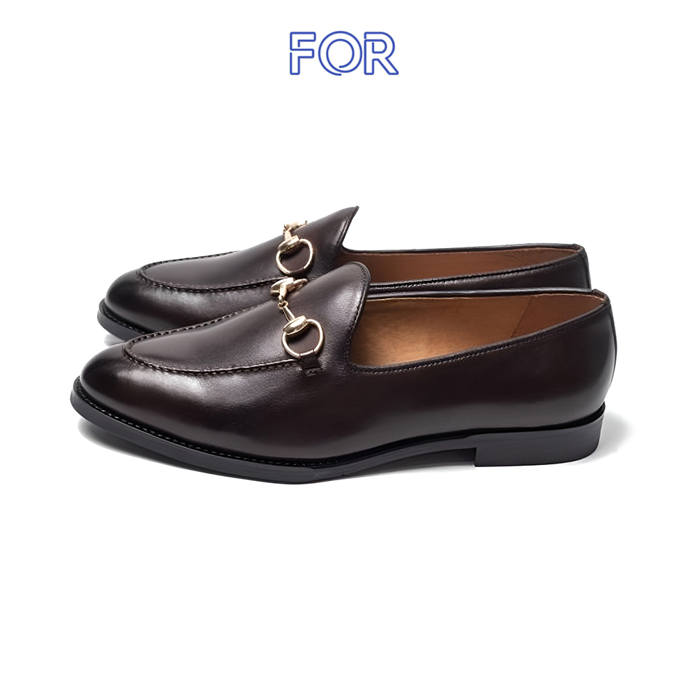 GIÀY LƯỜI HORSEBIT LOAFERS DA BÒ  PATINA NÂU HLF03