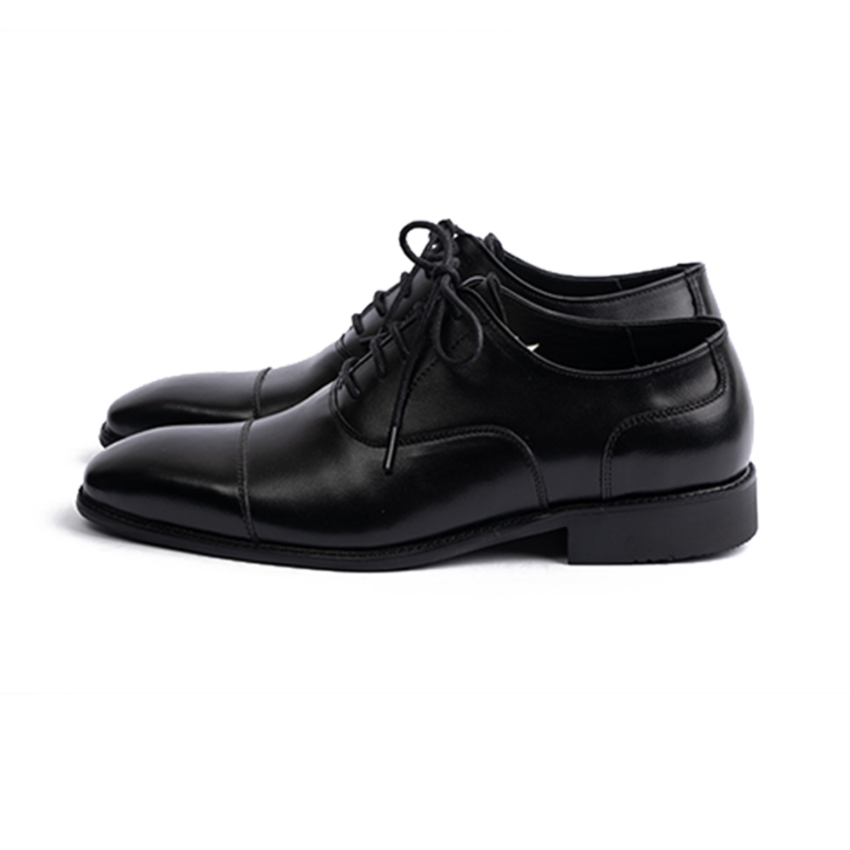 GIÀY CAPTOE OXFORD DA BÒ MÀU ĐEN ĐẾ CAO SU CTF09
