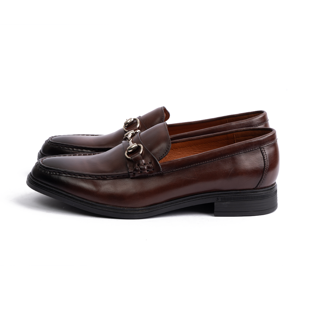 GIÀY LƯỜI HORSEBIT LOAFERS DA BÒ MÀU NÂU SẪM HLF16