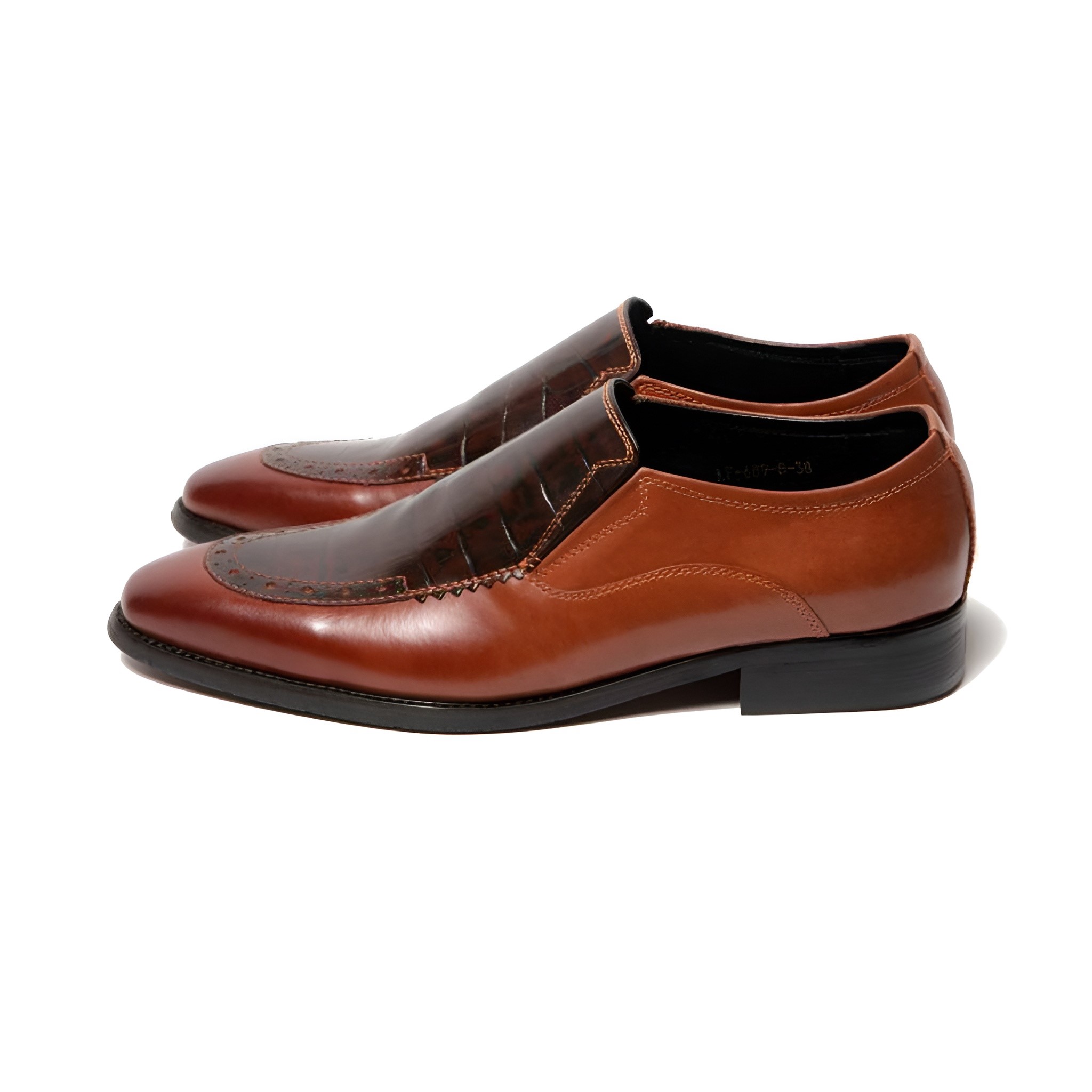 GIÀY LƯỜI LOAFERS PHỐI DA VÂN MÀU NÂU NLF03