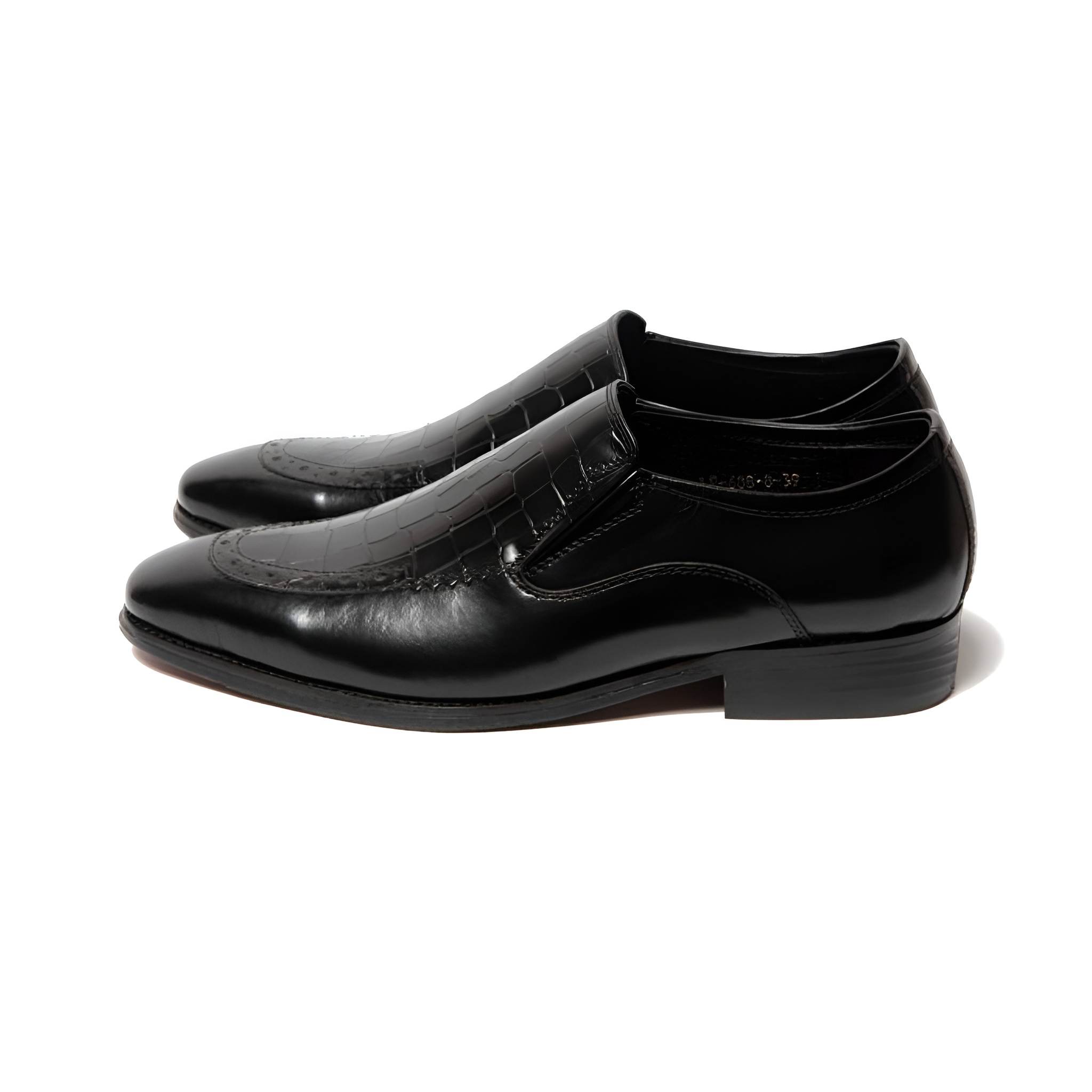 GIÀY LƯỜI LOAFERS PHỐI DA VÂN MÀU ĐEN NLF04
