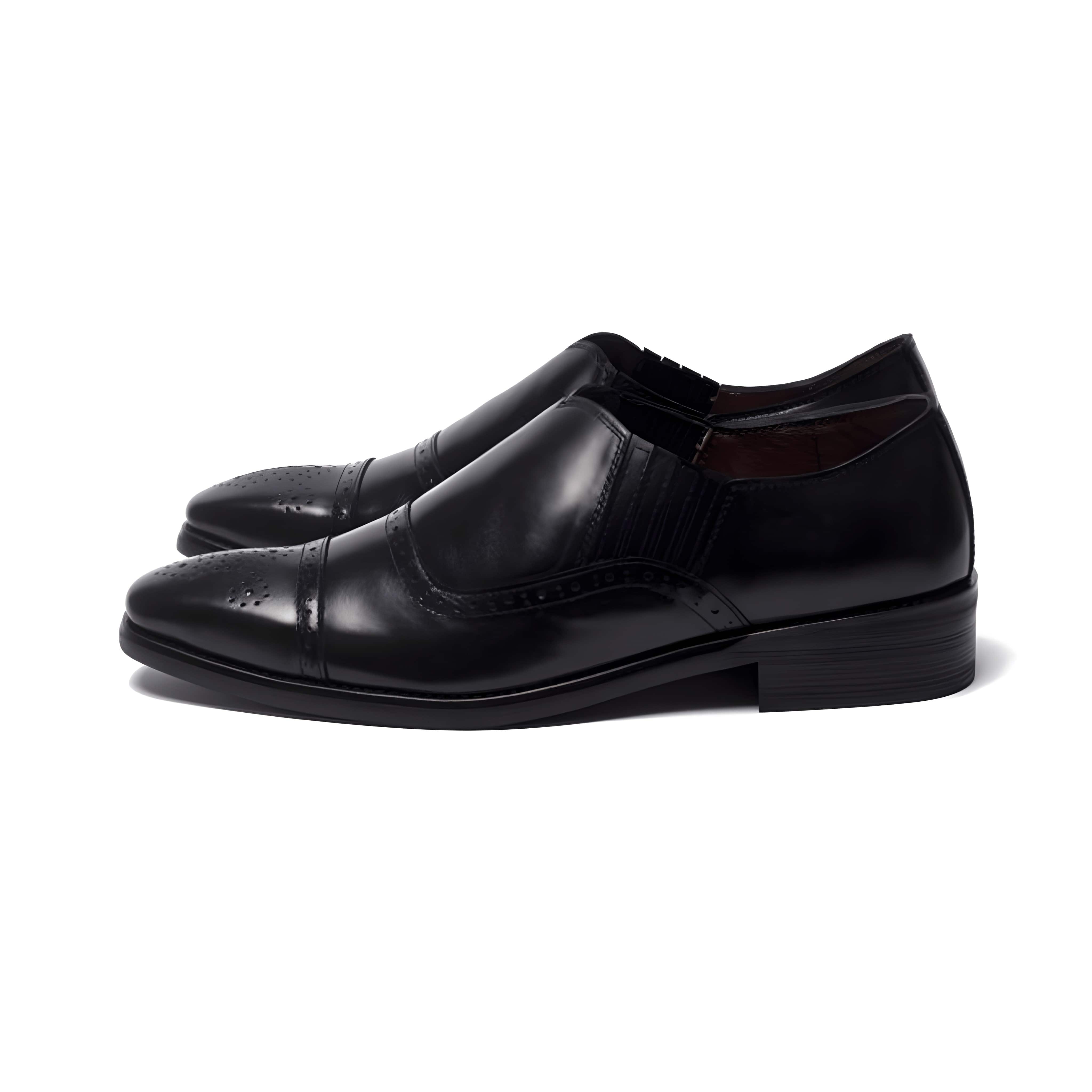 GIÀY LOAFER DA BÒ MÀU ĐEN CỔ CHUN NLF08