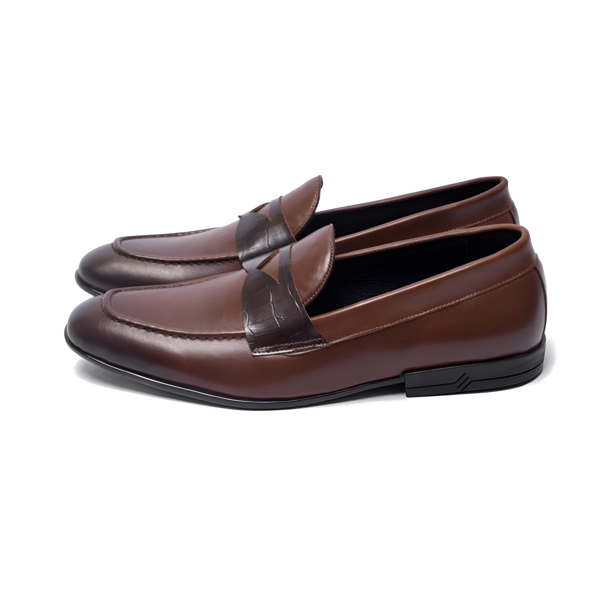 GIÀY PENNY LOAFER ĐAI VÂN MÀU ĐEN ĐẾ SIÊU NHẸ PLF25