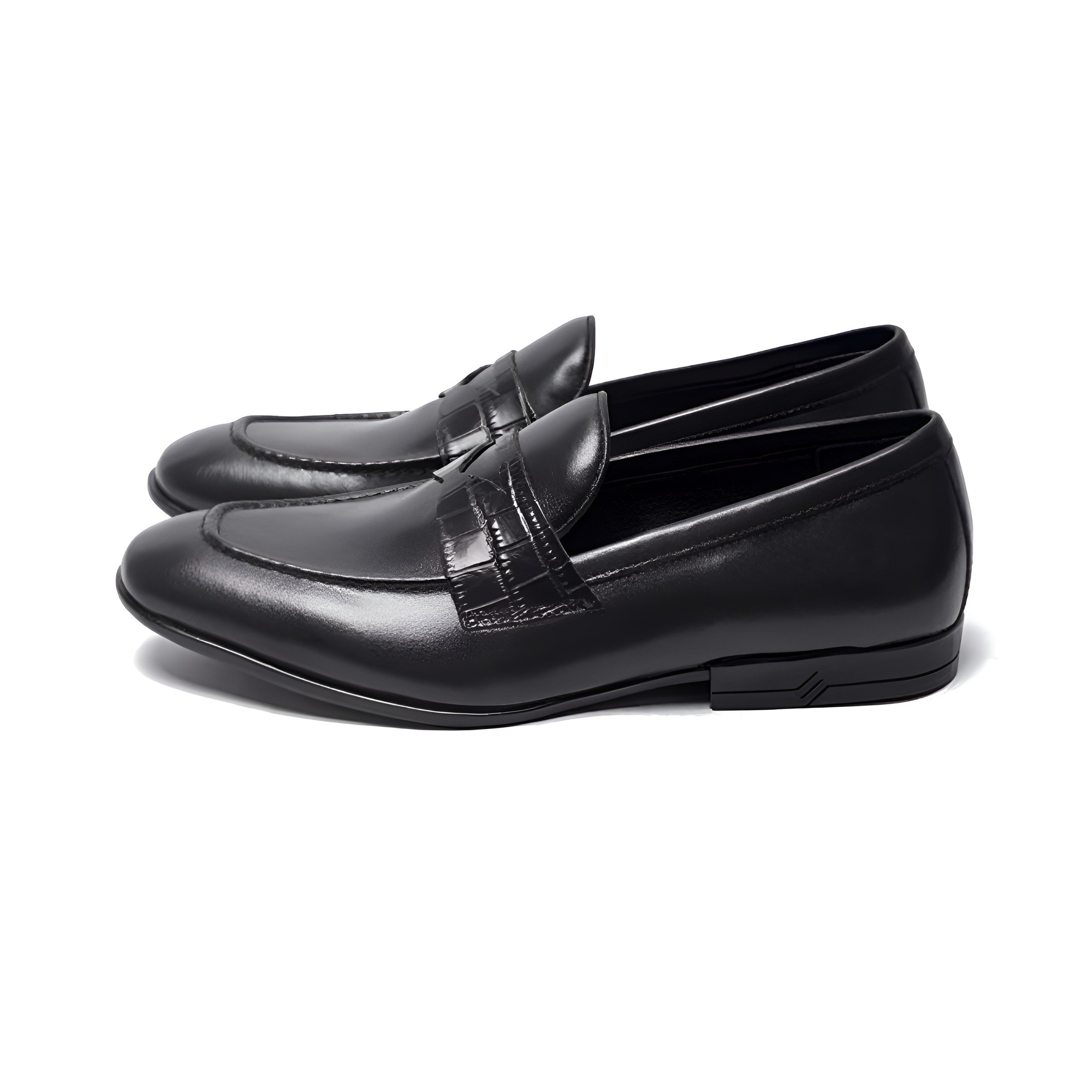 GIÀY PENNY LOAFER ĐAI VÂN MÀU ĐEN ĐẾ SIÊU NHẸ PLF26