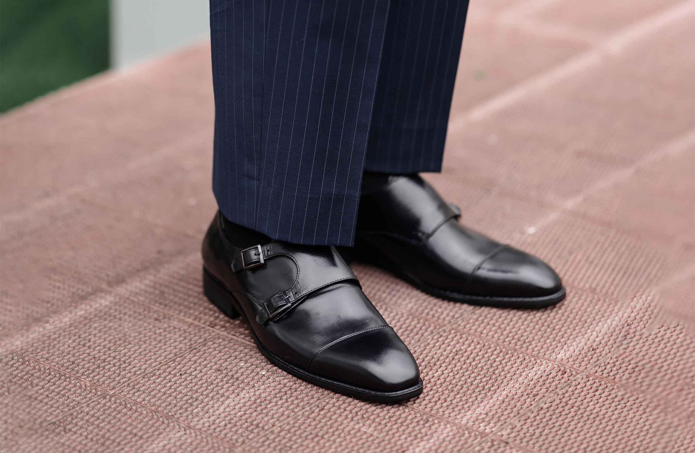 GIÀY DOUBLE MONKSTRAP DA BÒ MÀU ĐEN MSF01