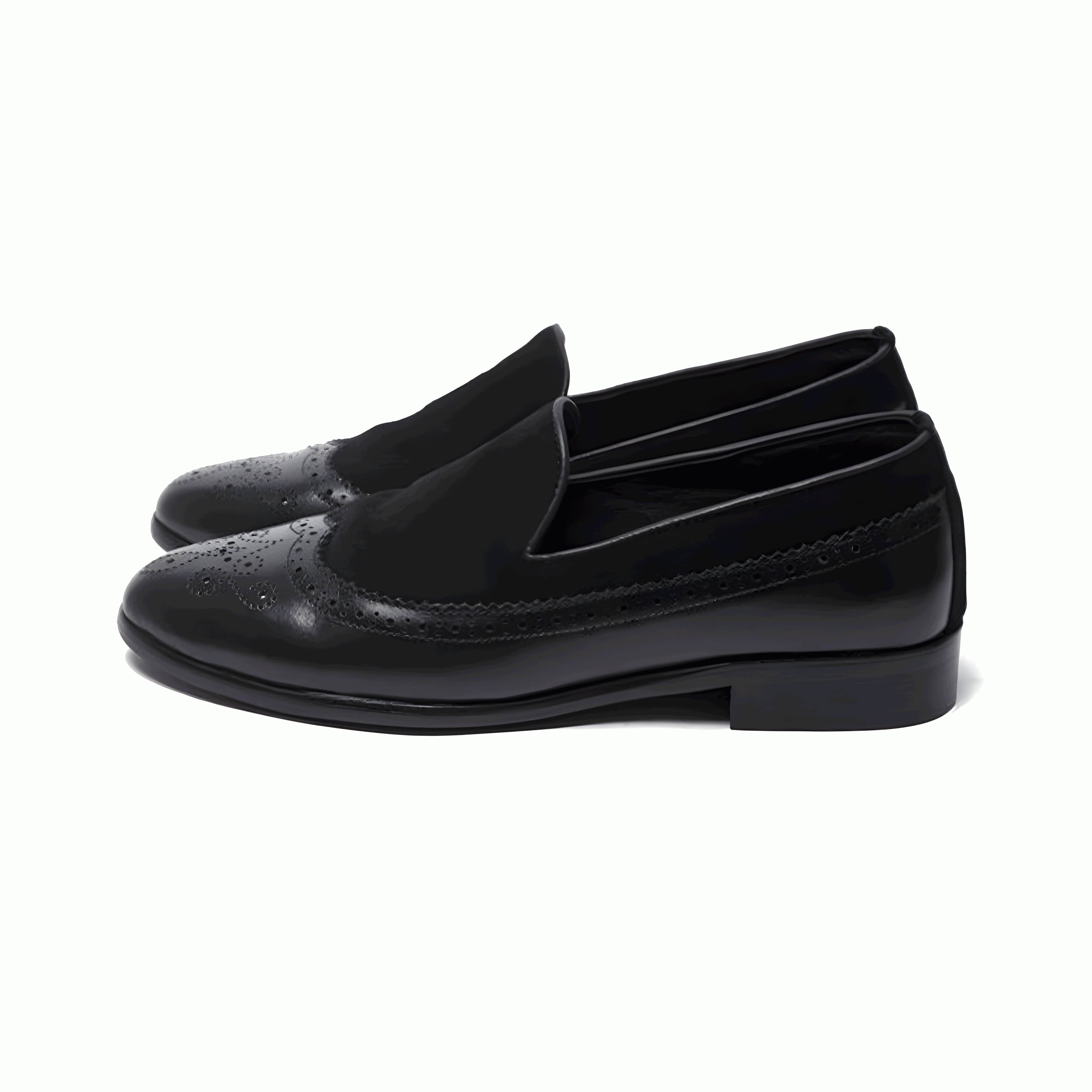 GIÀY LOAFER PHỐI DA LỘN MÀU ĐEN SF09