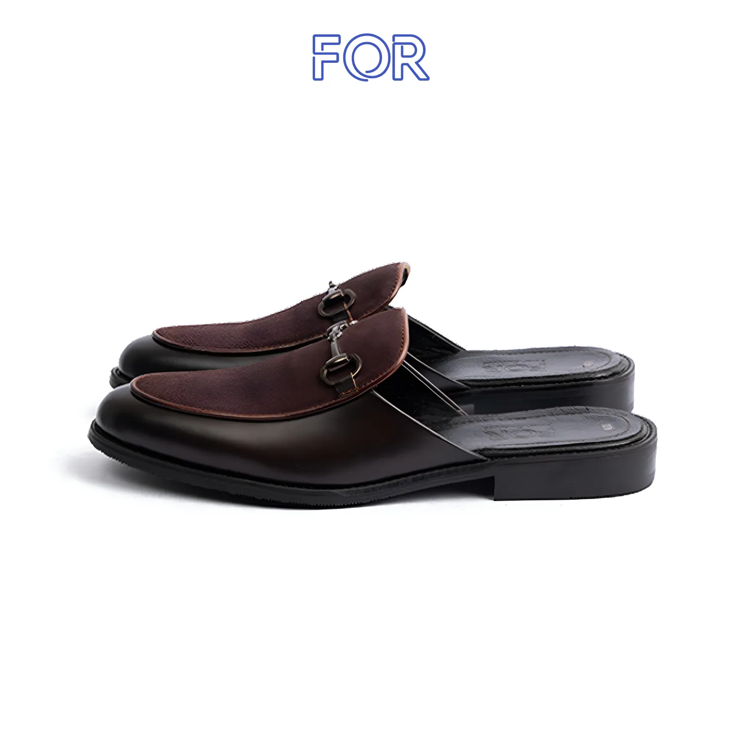 SỤC HORSEBIT MULES PHỐI DA LỘN MÀU NÂU ĐAI KIM LOẠI SF20