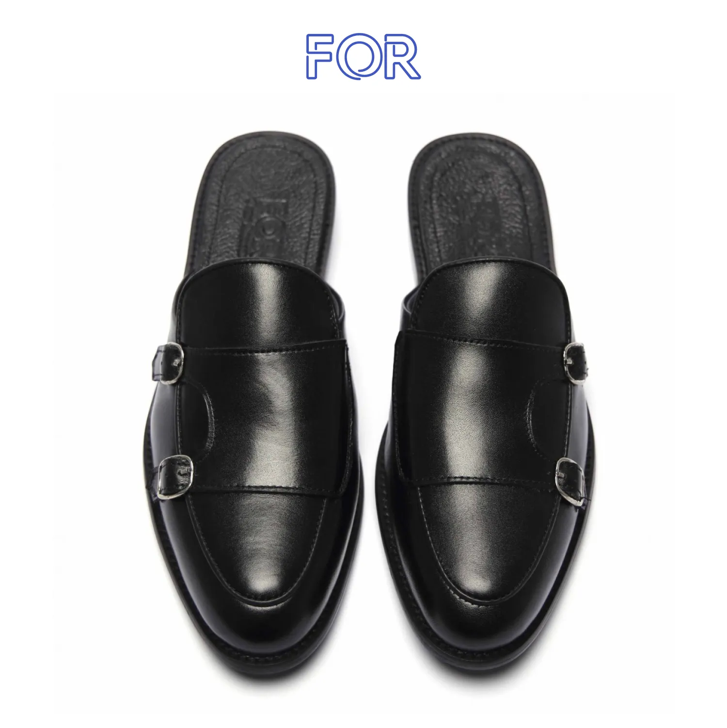 SỤC DOUBLE BUCKLE MULES DA BÒ MÀU ĐEN SF15