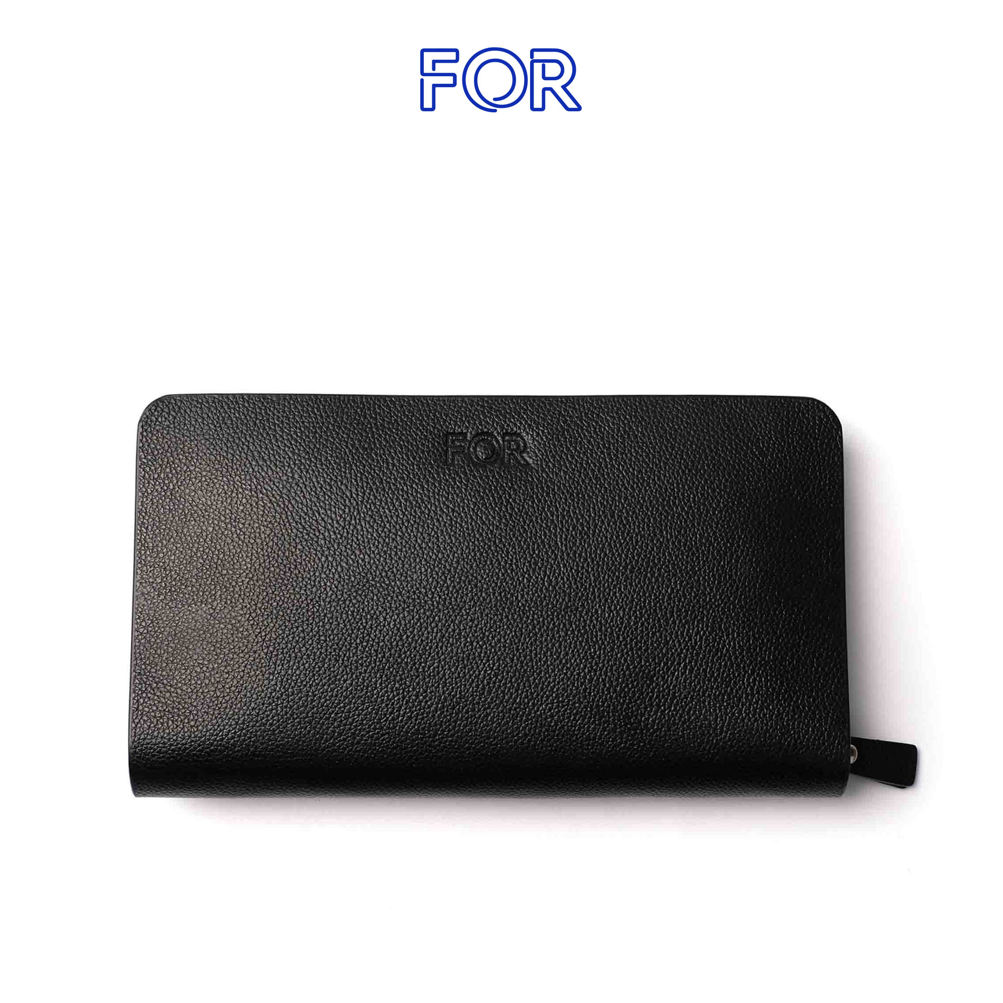 CLUTCH DA BÒ MILL HẠT KHÓA 1 ZIP MÀU ĐEN C02