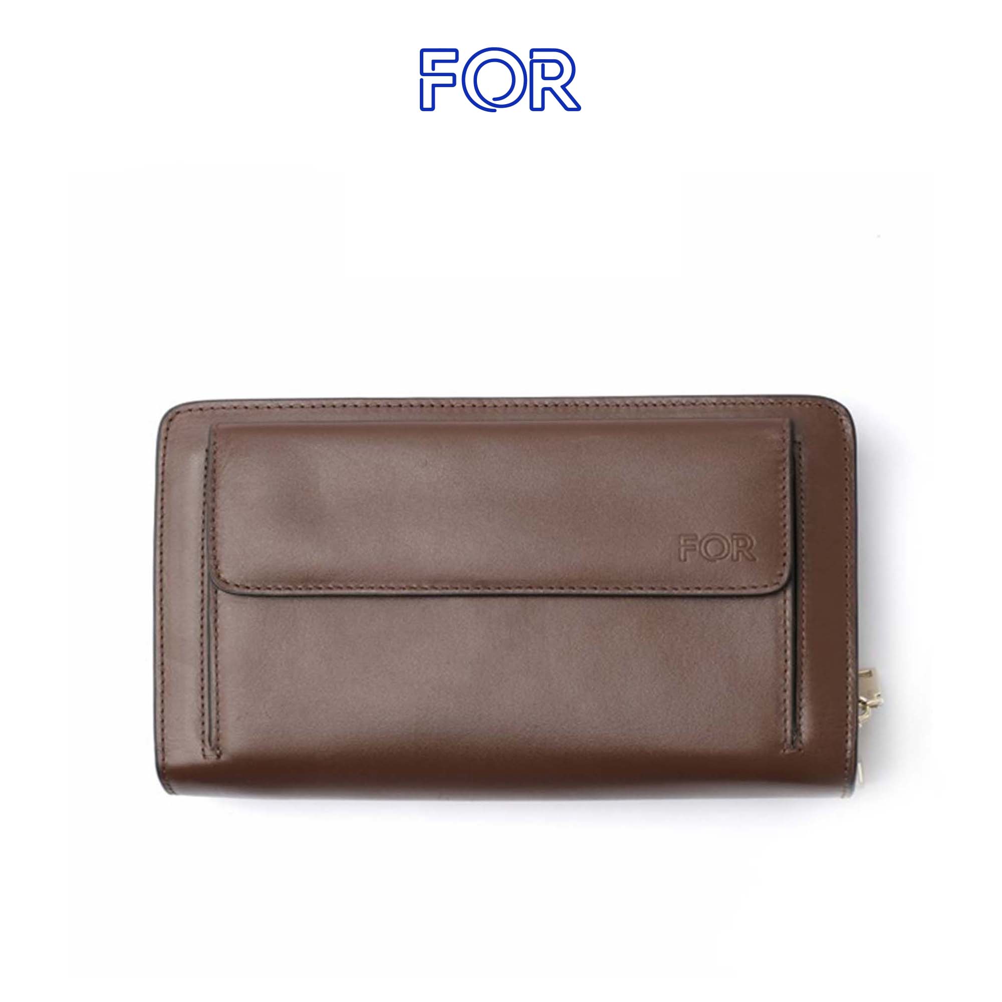 CLUTCH DA BÒ KHÓA VÀNG NẮP HỘP 1 ZIP C05