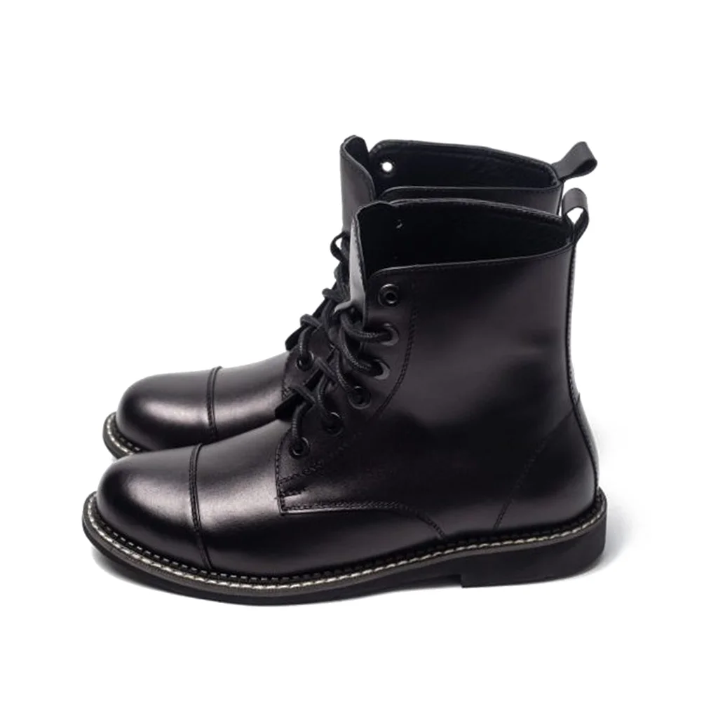 GIÀY LACE-UP CAPTOE BOOTS DA BÒ CHỈ TRẮNG BF10