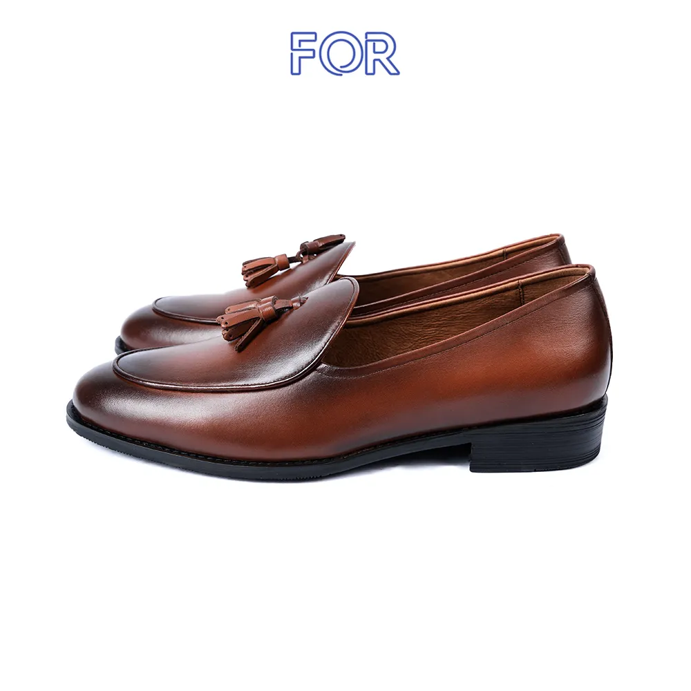 GIÀY LƯỜI TASSEL LOAFER DA BÒ MÀU  NÂU TLF11