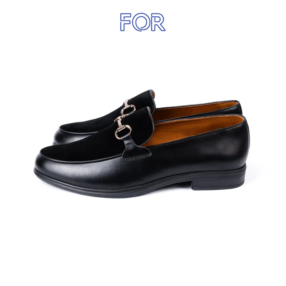 Riêng tư: GIÀY SUEDE HORSEBIT LOAFER DA BÒ MÀU  ĐEN HLF06