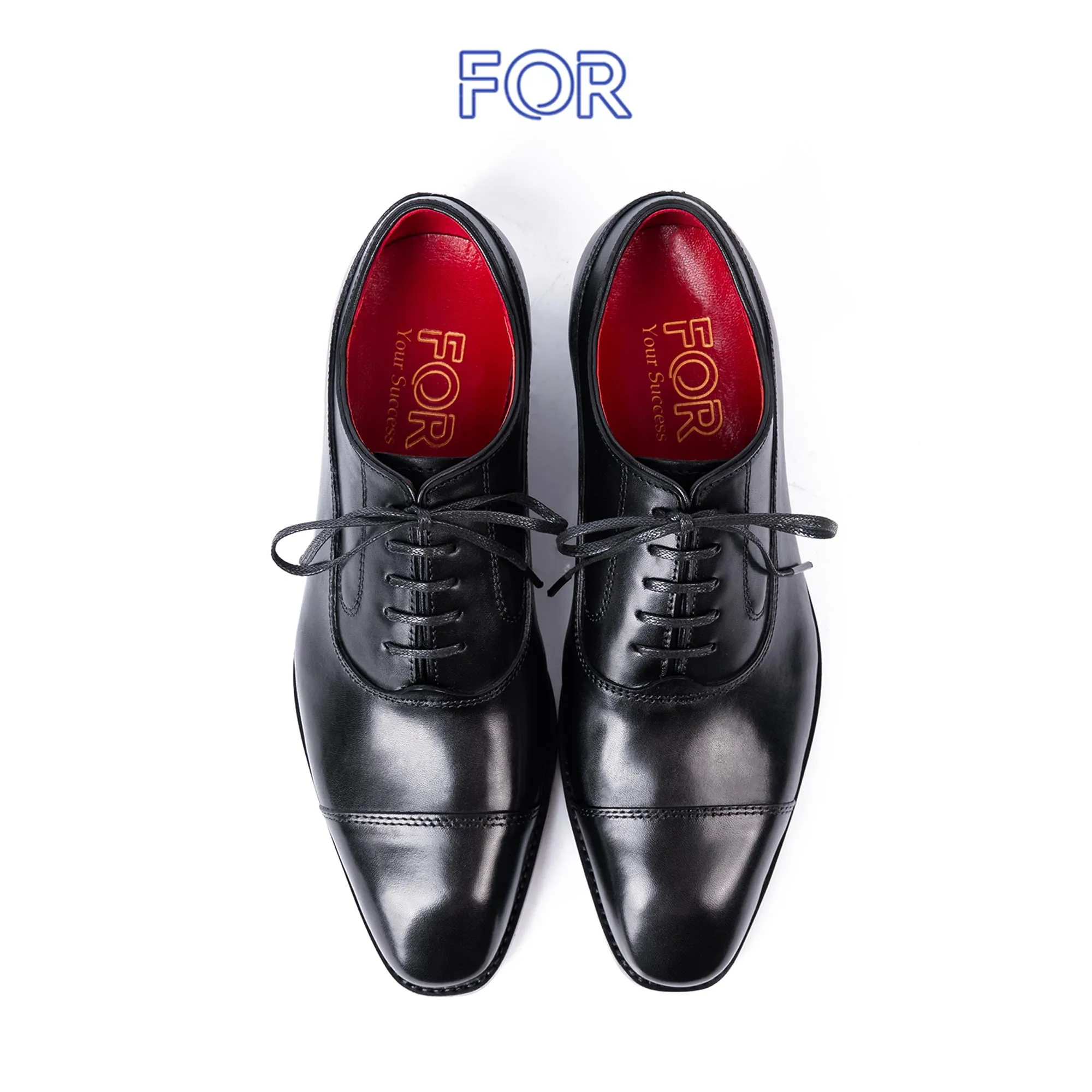 GIÀY CAPTOE OXFORD MÀU ĐEN DA BÒ Ý RCTF01