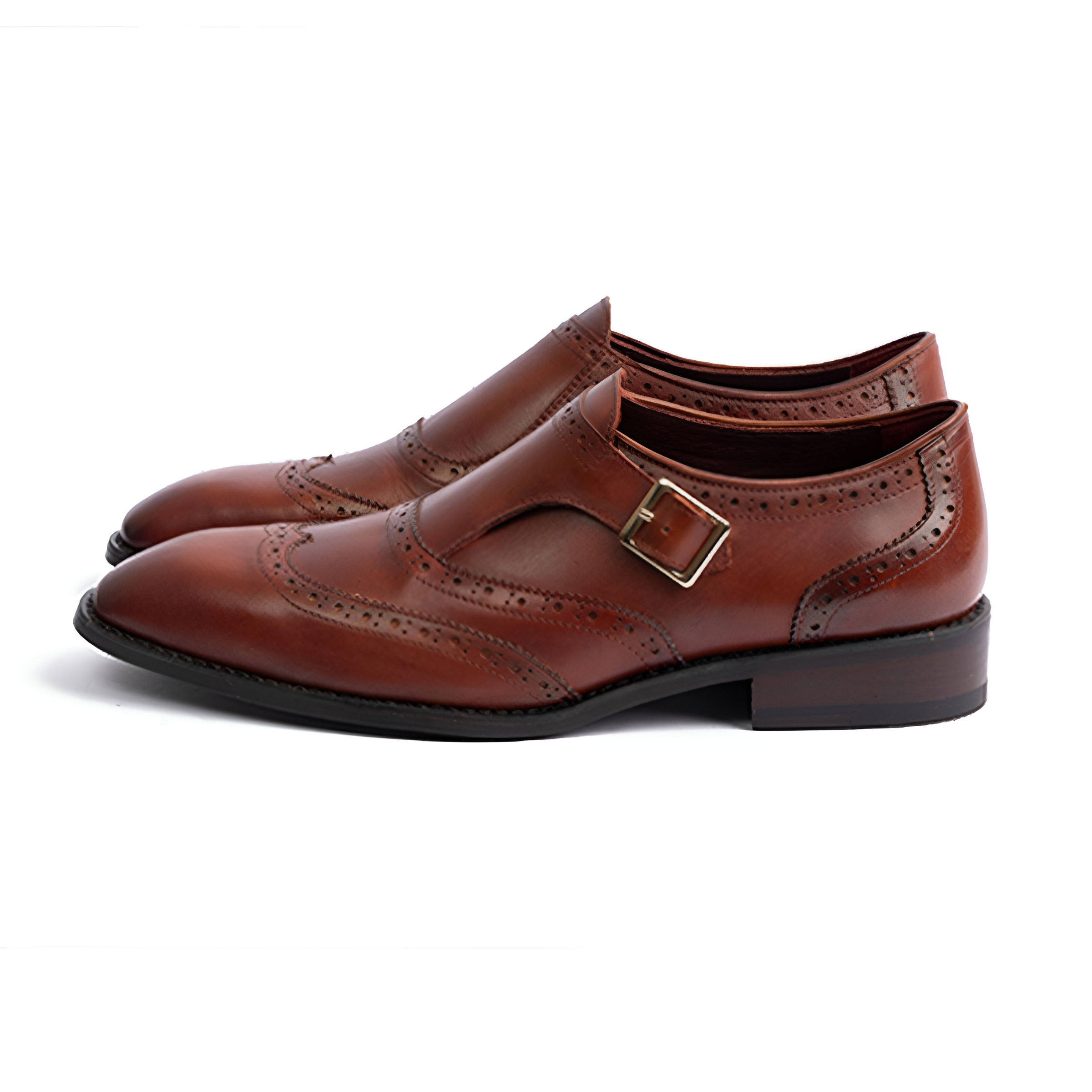 GIÀY SINGLE MONK STRAP DA BÒ Ý MÀU NÂU ĐỎ PATINA RMSF01