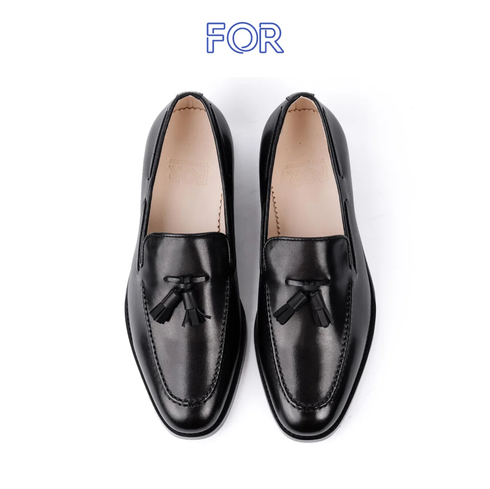 GIÀY LƯỜI TASSEL LOAFERS DA BÒ MÀU ĐEN TLF12