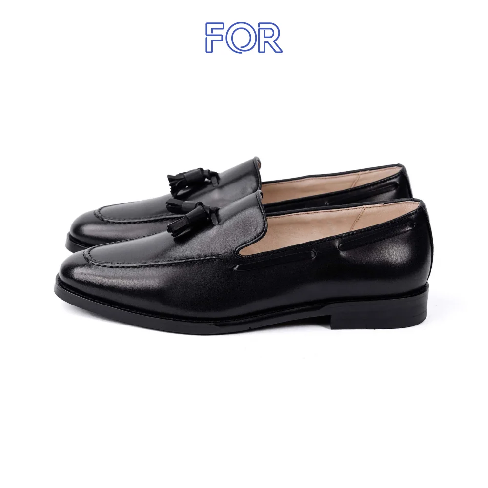 GIÀY LƯỜI TASSEL LOAFERS DA BÒ MÀU ĐEN TLF12