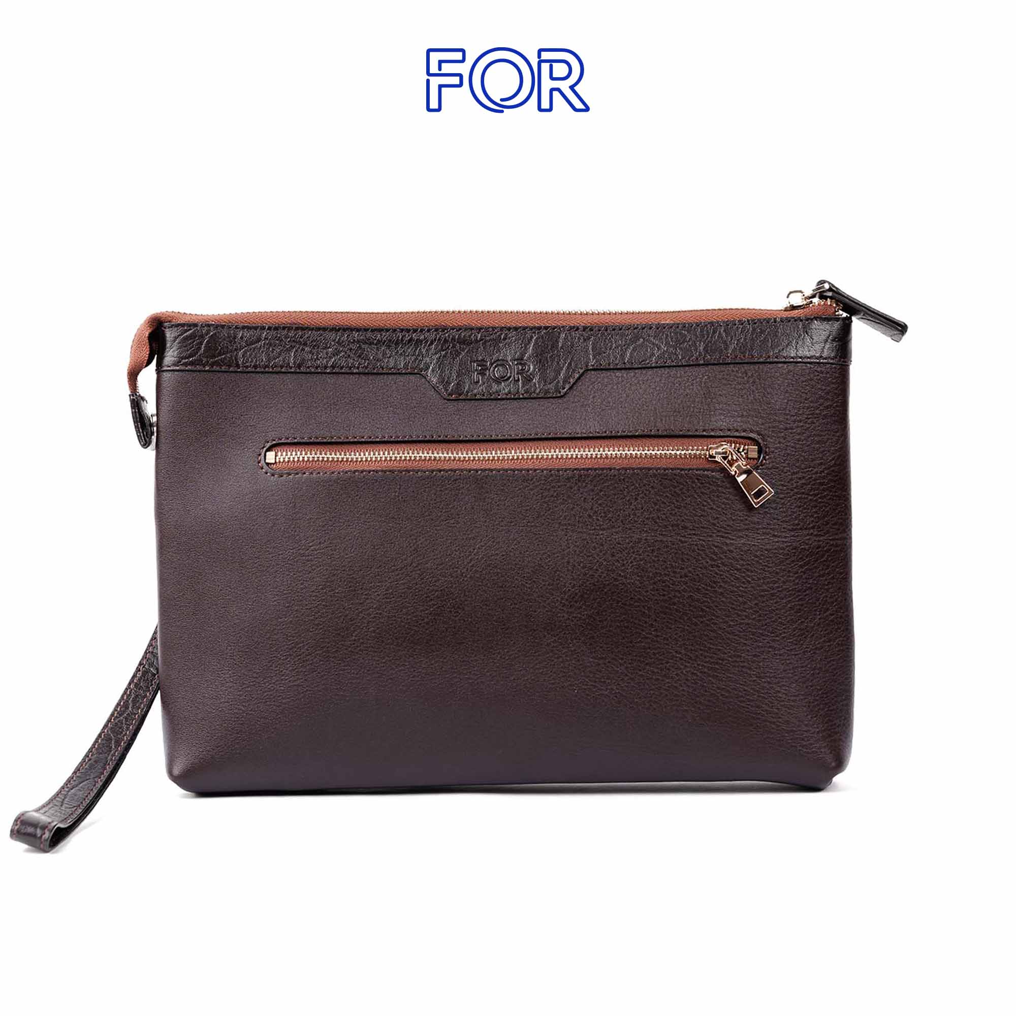 CLUTCH CẦM TAY PHOM LỚN DA BÒ NAPPA MÀU NÂU C17N