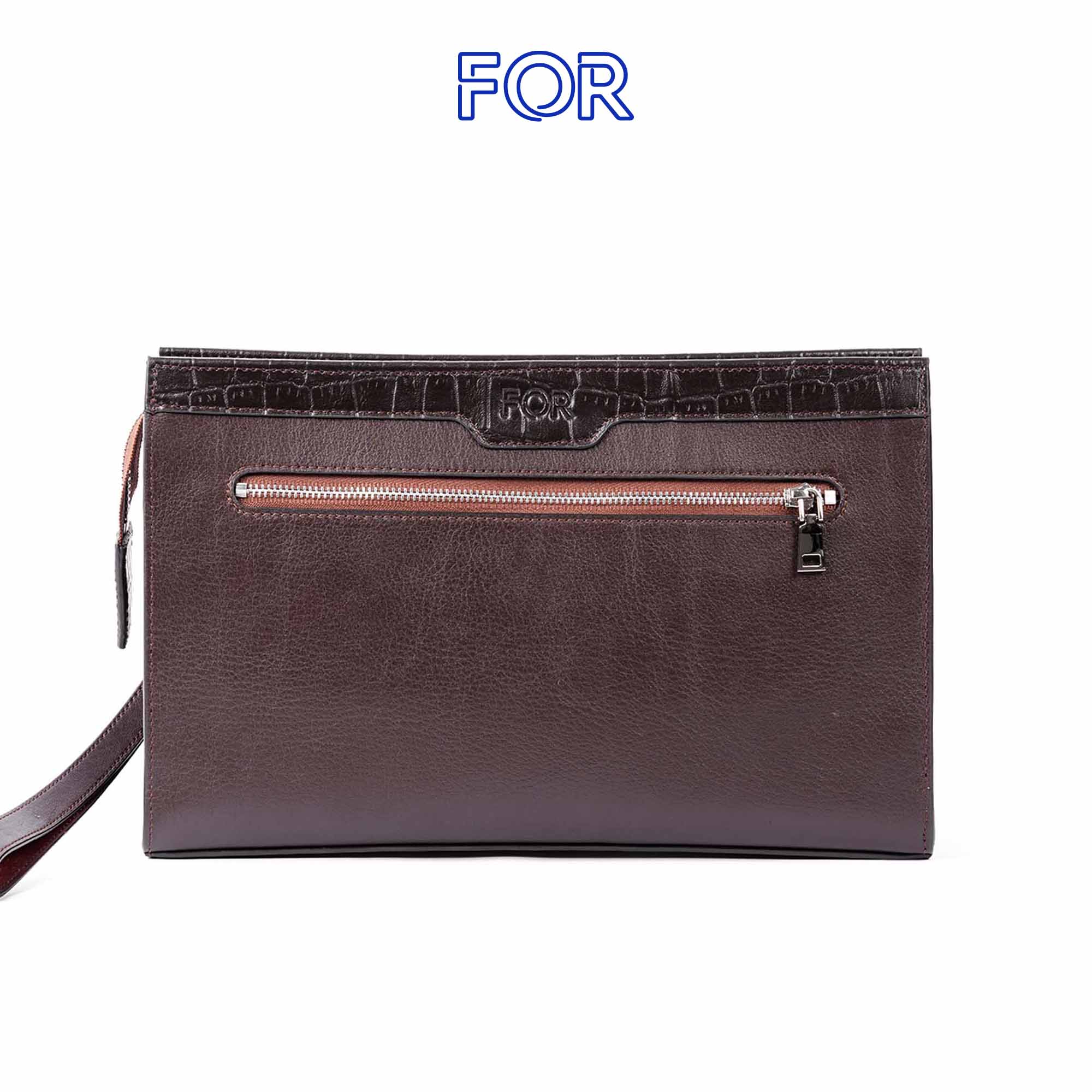CLUTCH CẦM TAY PHOM LỚN CỨNG DA BÒ NAPPA NÂU – C21N