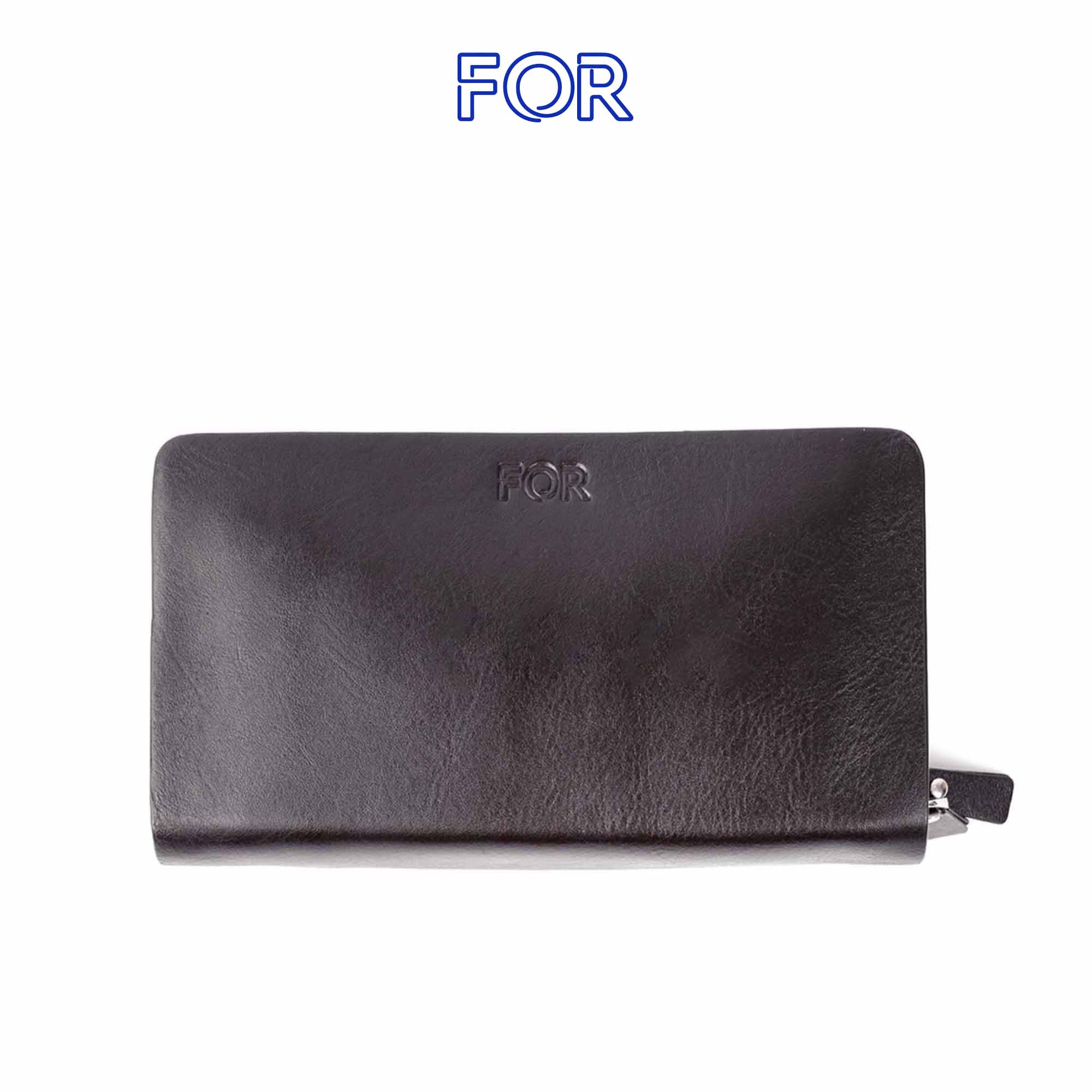 CLUTCH DA BÒ NAPPA MÀU NÂU 2 ZIP C10N-N