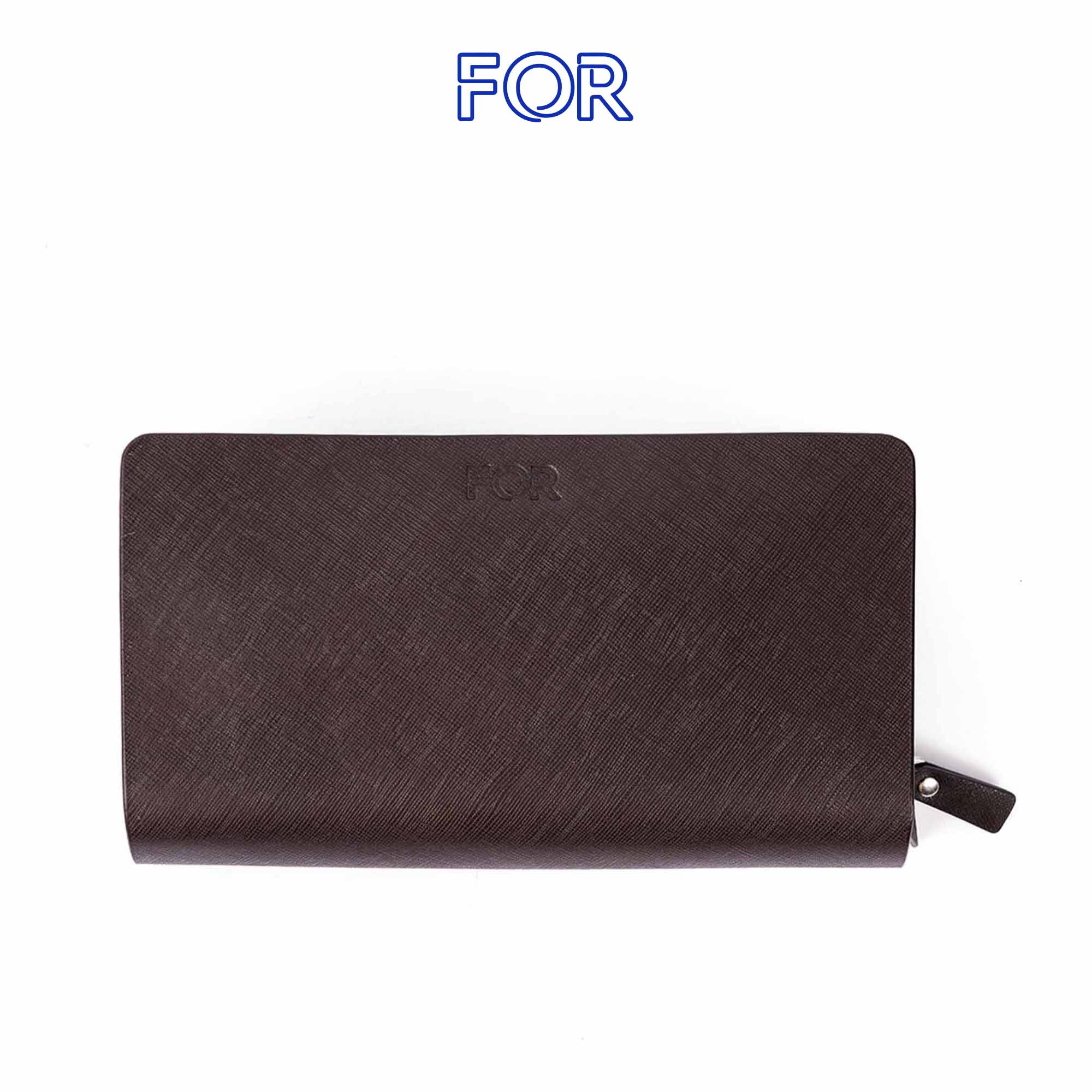 CLUTCH DA BÒ SAFFIANO MÀU NÂU 2 ZIP C11N-N