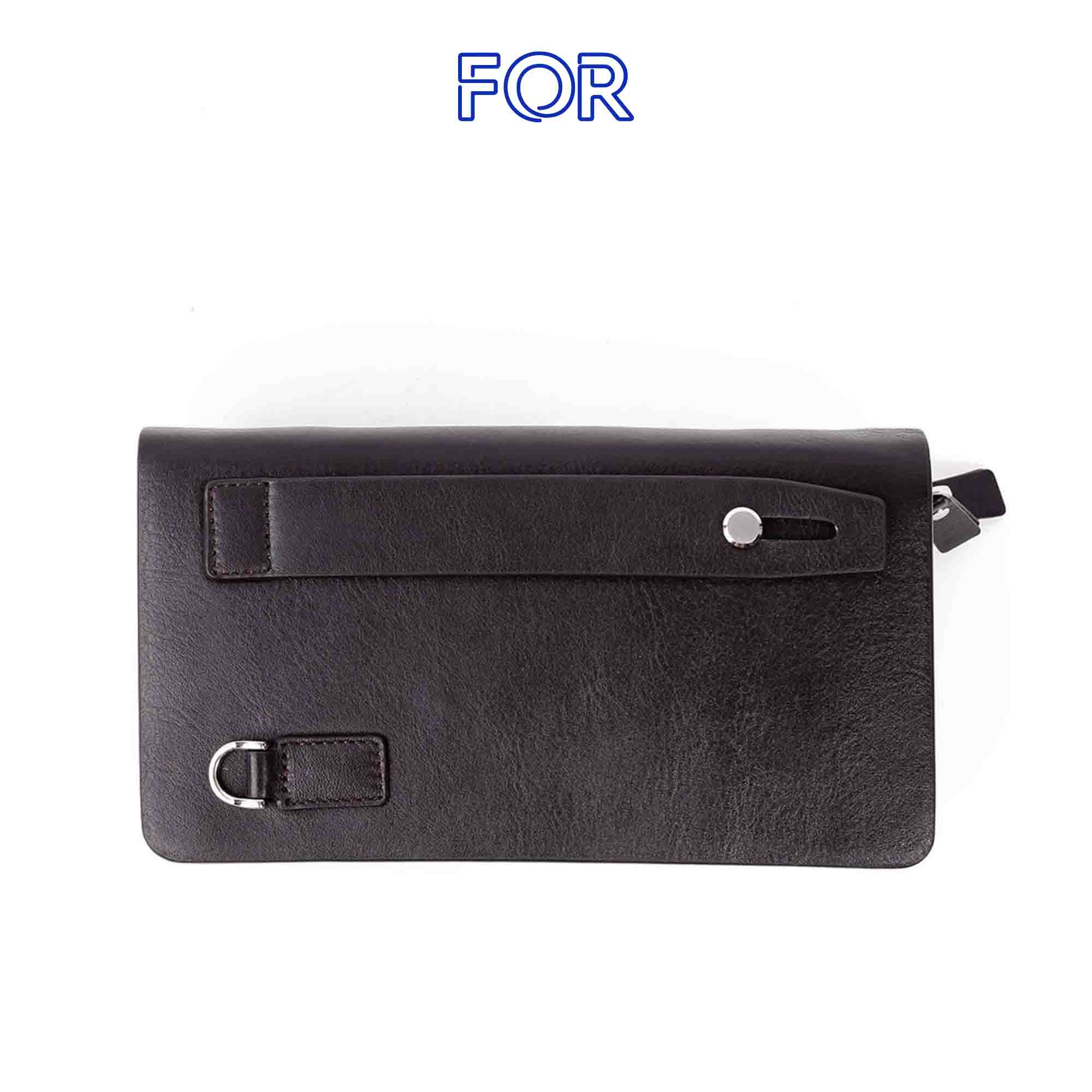 CLUTCH DA BÒ NAPPA MÀU NÂU 2 ZIP C10N-N