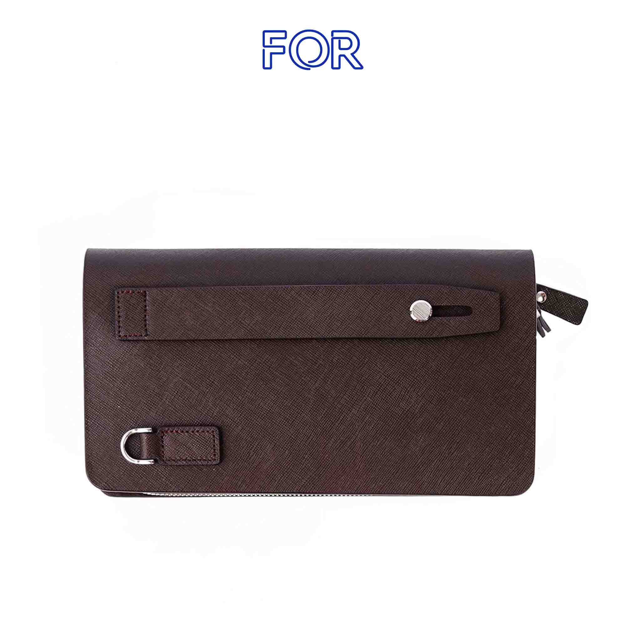 CLUTCH DA BÒ SAFFIANO MÀU NÂU 2 ZIP C11N-N