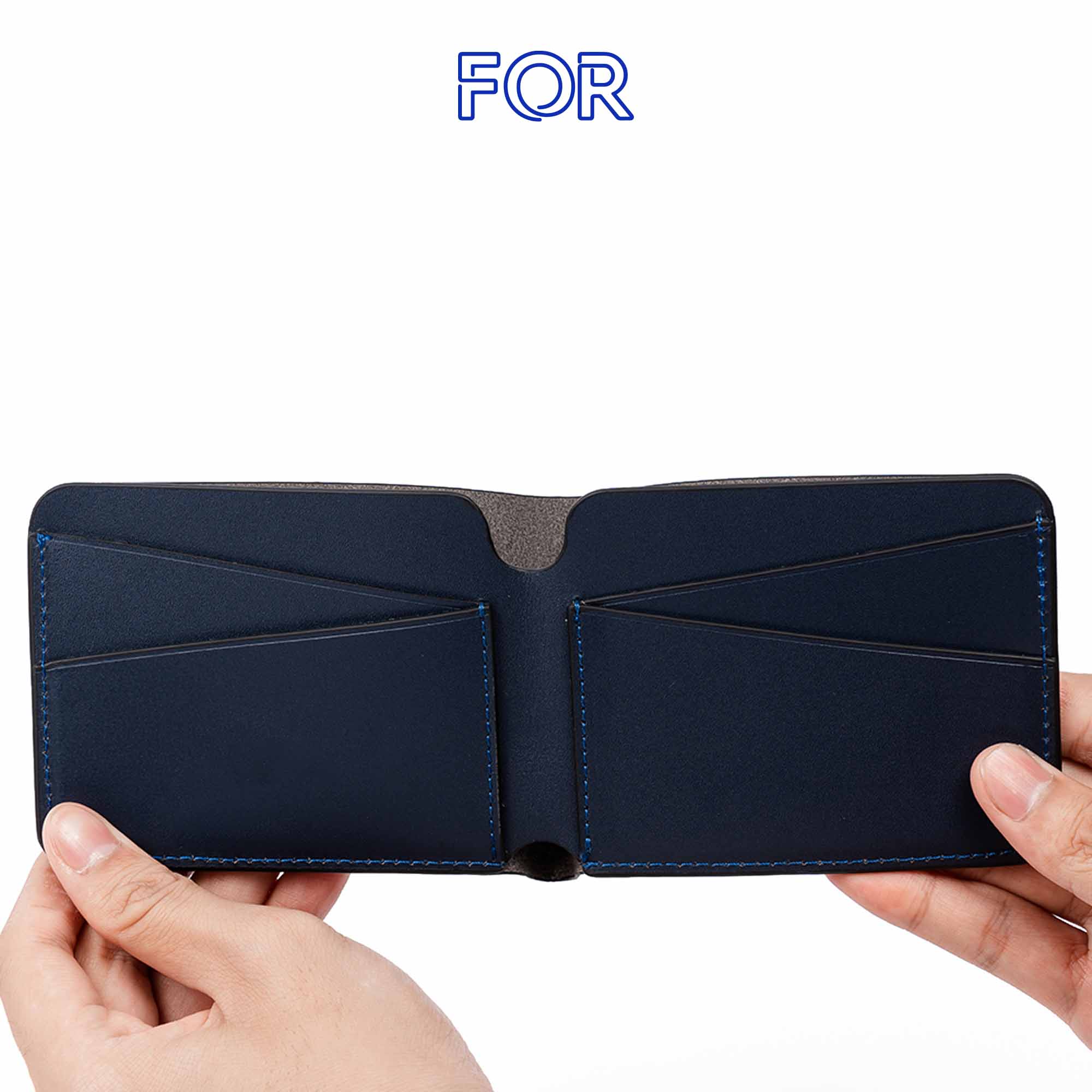 VÍ DA BÒ MINI 1 NGĂN MÀU XANH NAVY – V97NAVY