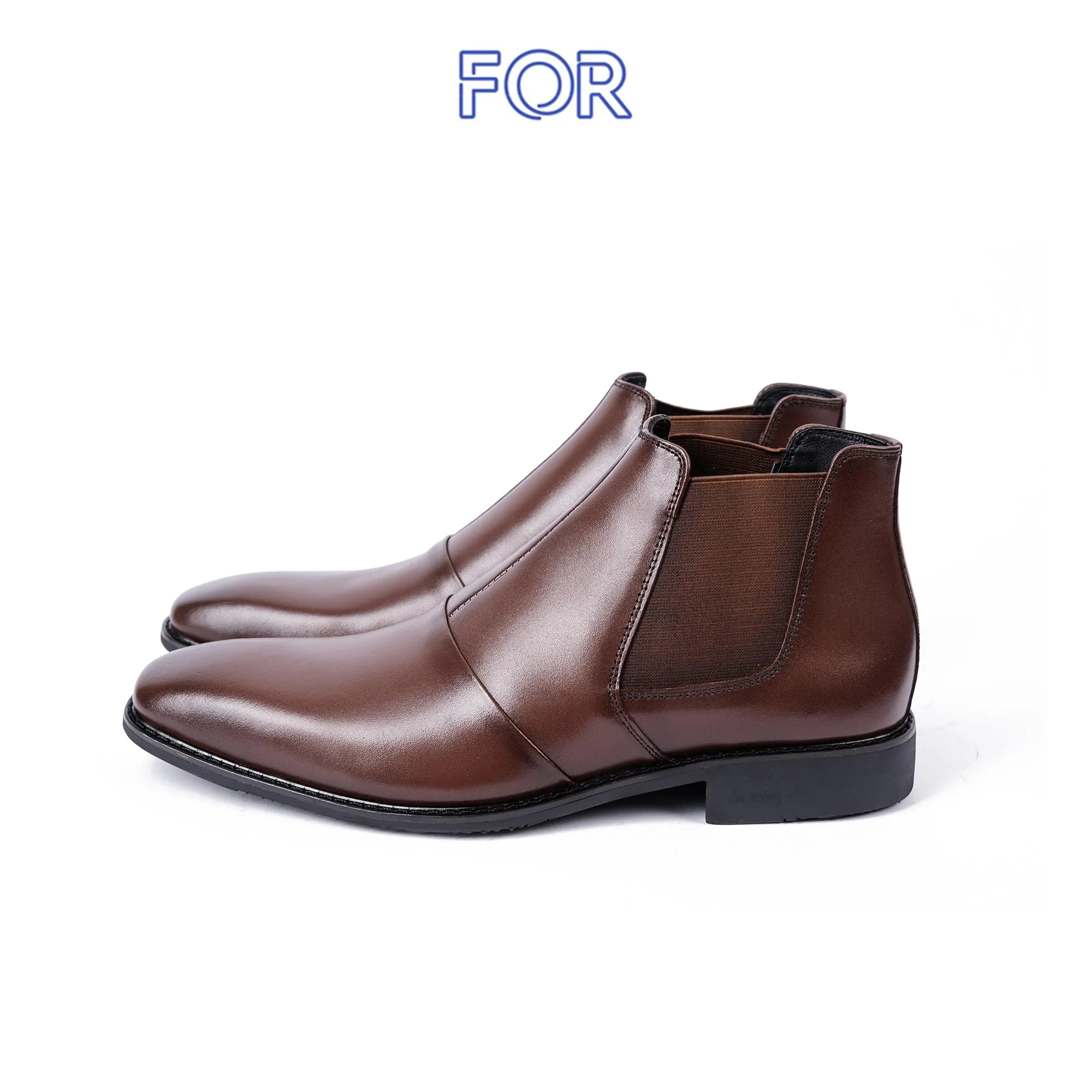 GIÀY CHELSEA BOOTS DA BÒ CỔ LỬNG MÀU NÂU CBF09