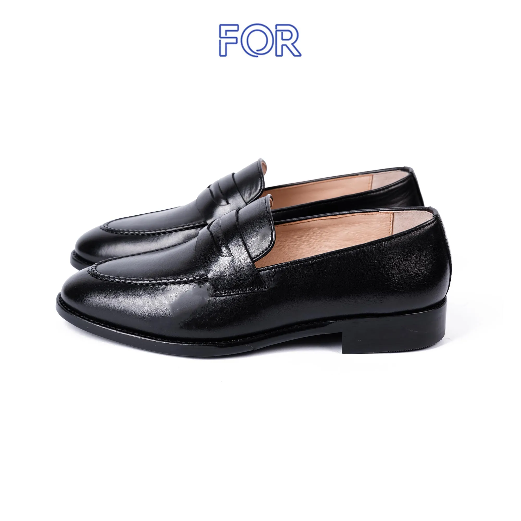 GIÀY PENNY LOAFERS DA BÒ MÀU ĐEN ĐẾ KHÂU MCKAY PLF32